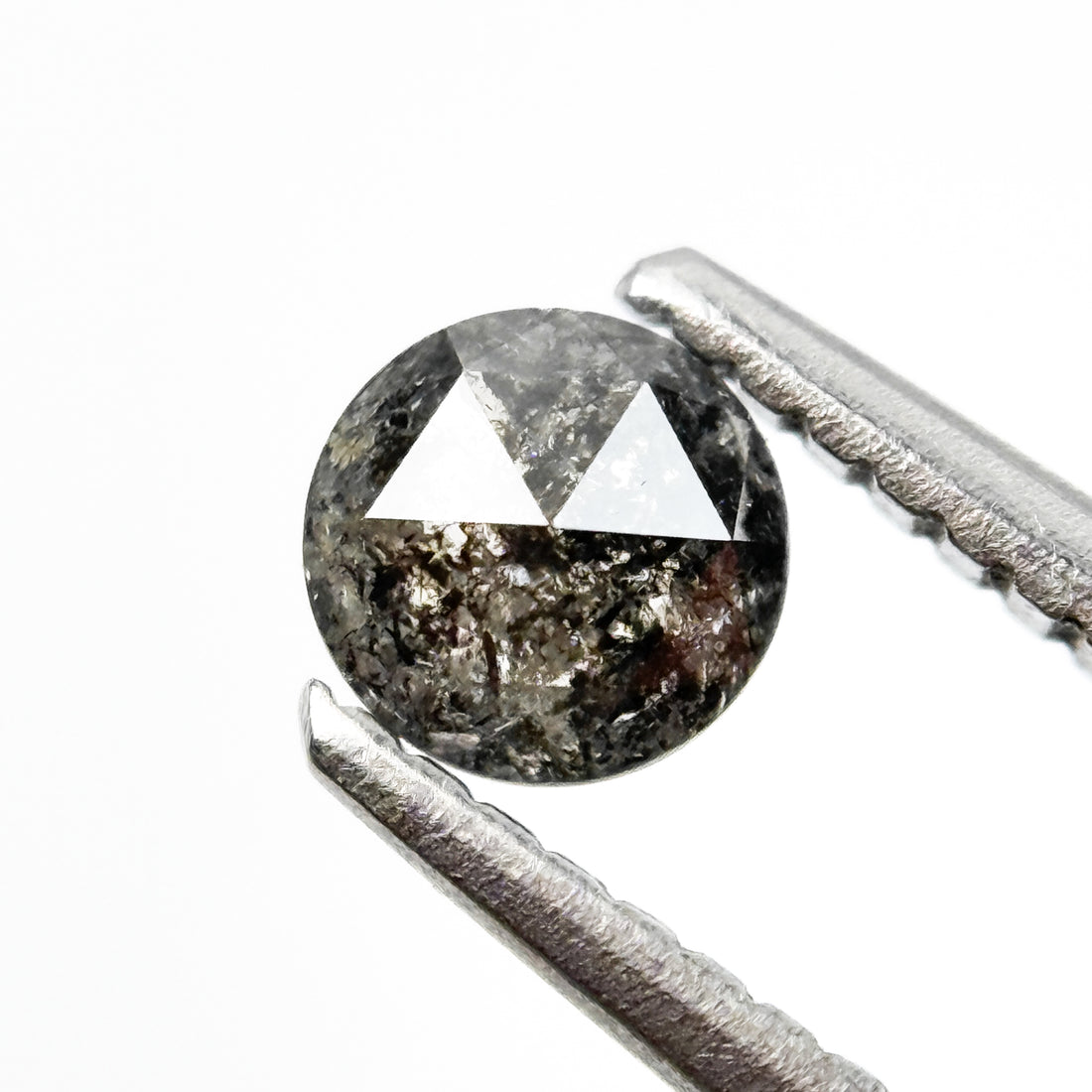 0.38 Ct Round Rose Cut Grey Natural Salt and Pepper Diamond