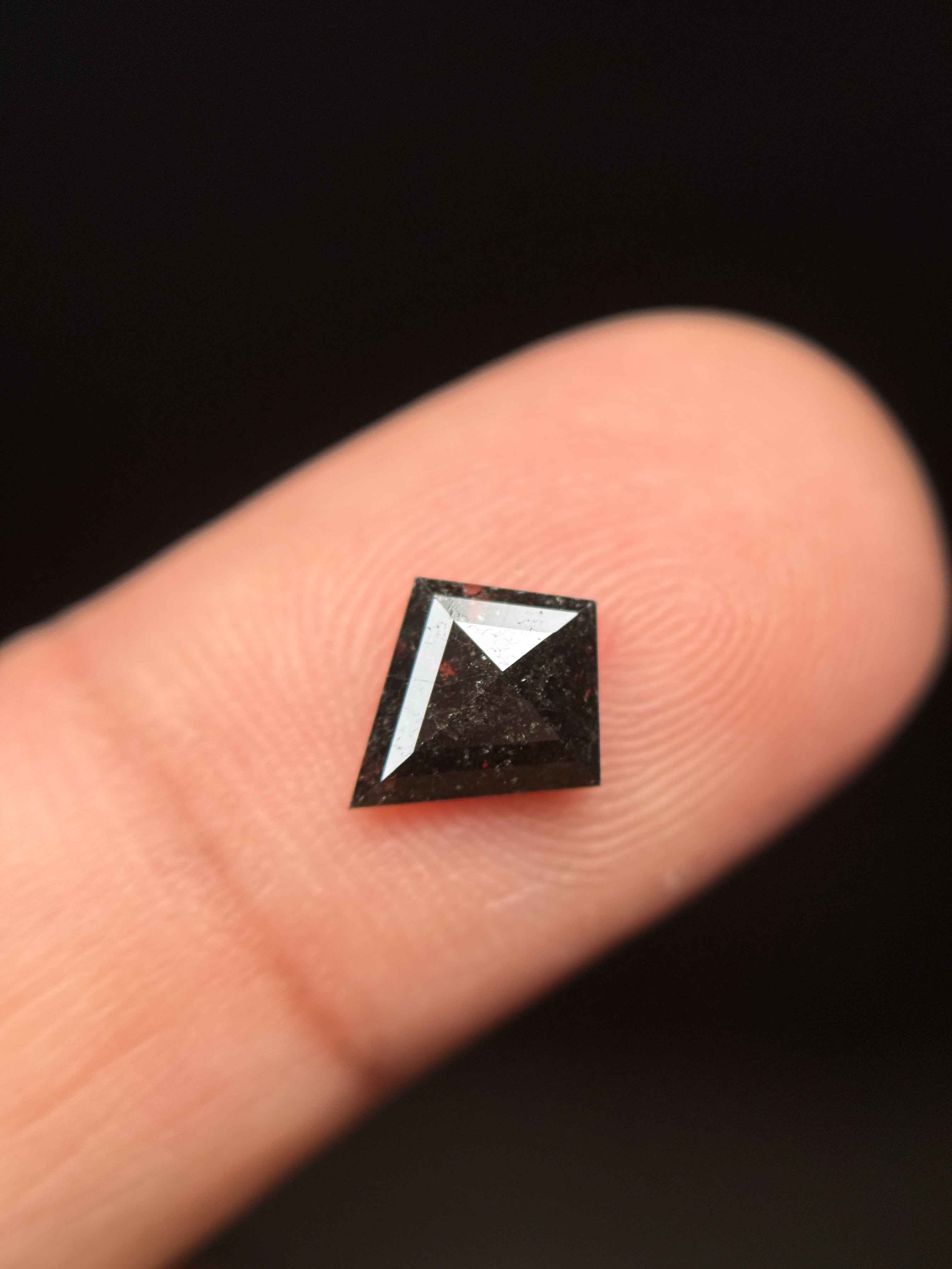 0.84 Ct Kite Rose Cut Black Natural Salt and Pepper Diamond