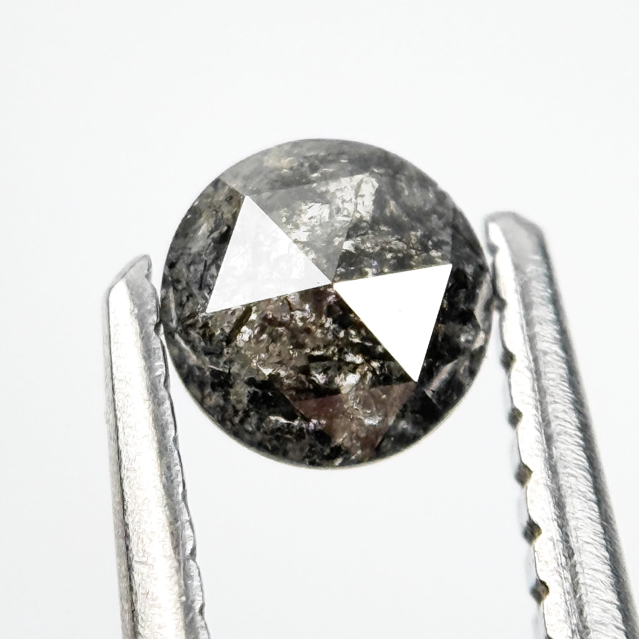 0.38 Ct Round Rose Cut Grey Natural Salt and Pepper Diamond
