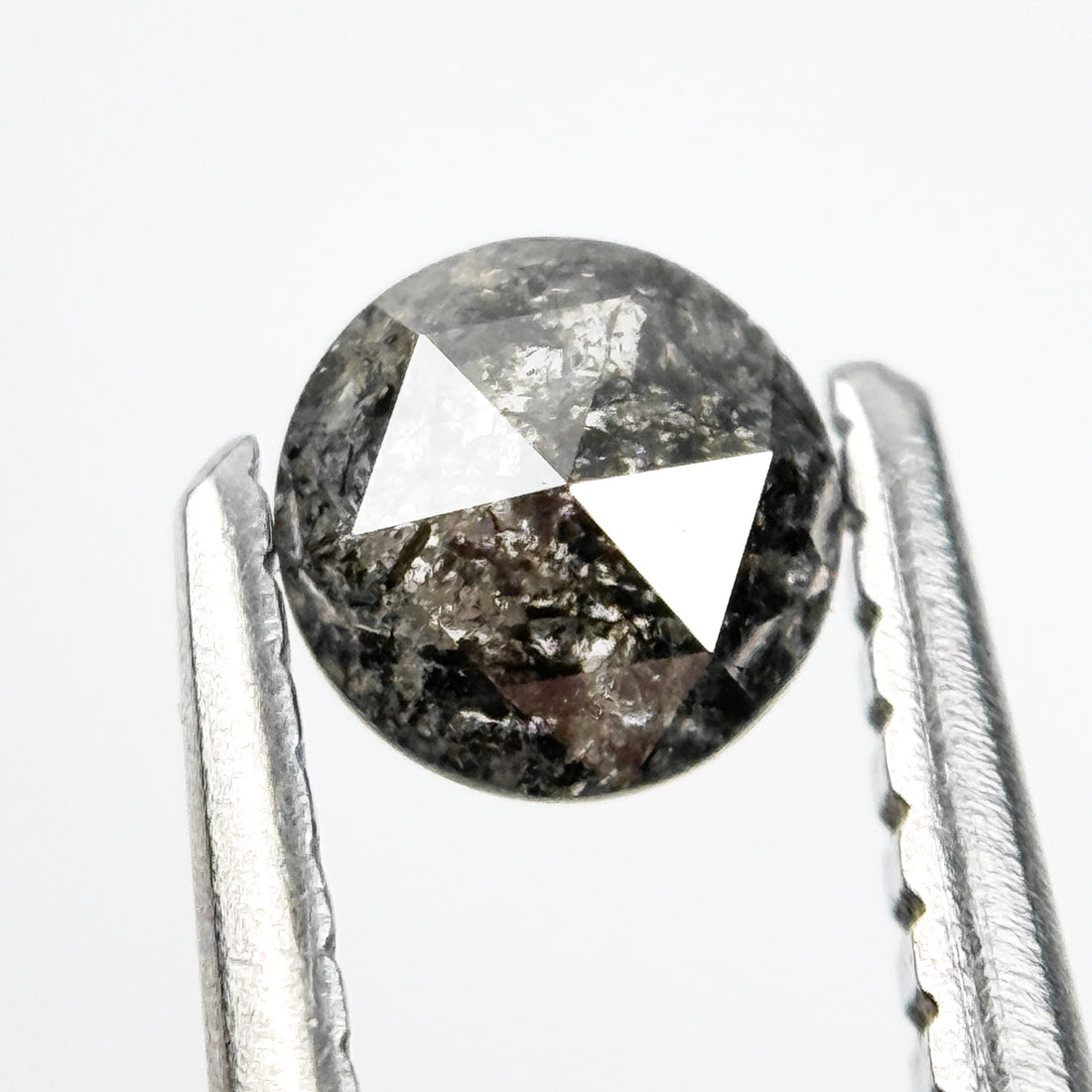 0.38 Ct Round Rose Cut Grey Natural Salt and Pepper Diamond