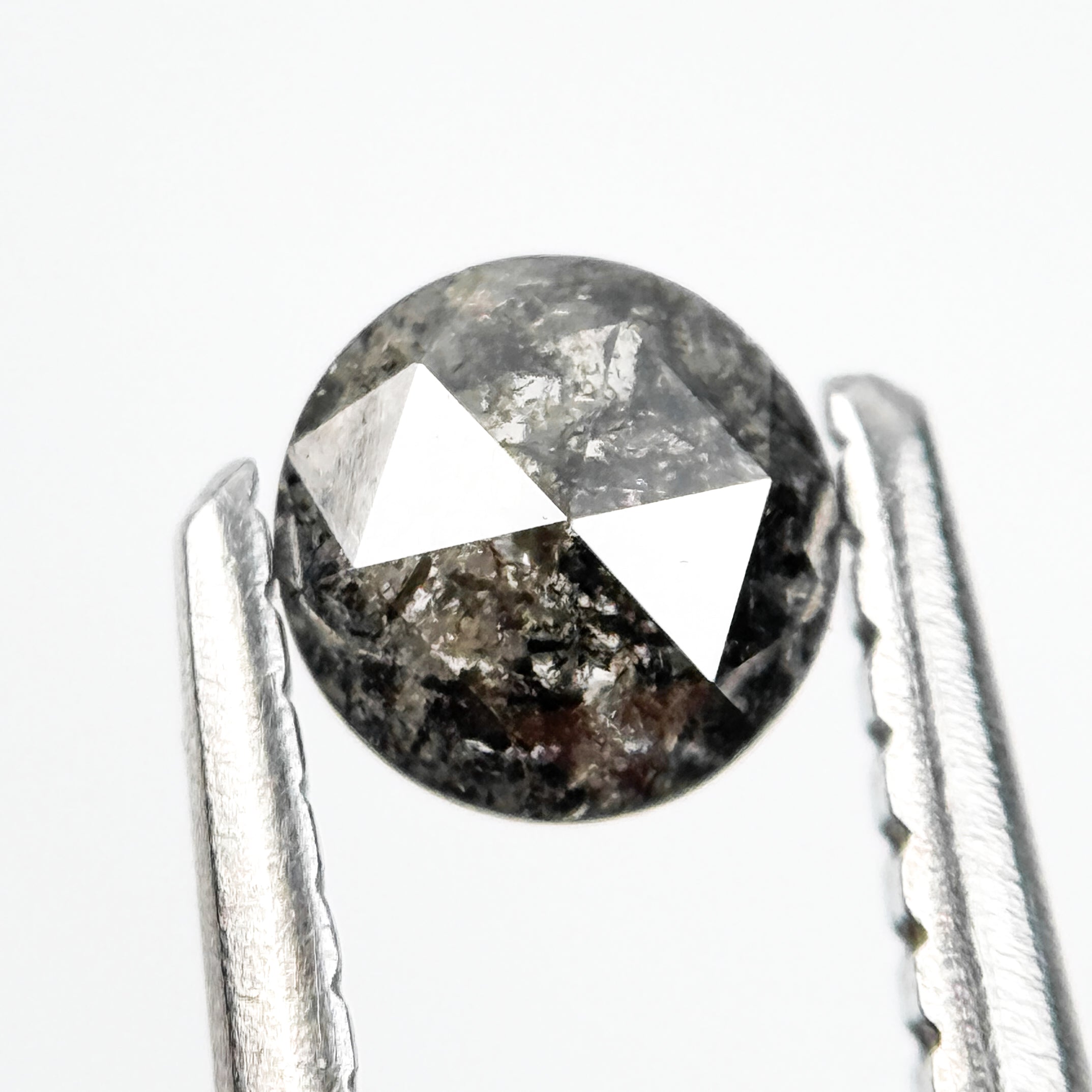 0.38 Ct Round Rose Cut Grey Natural Salt and Pepper Diamond