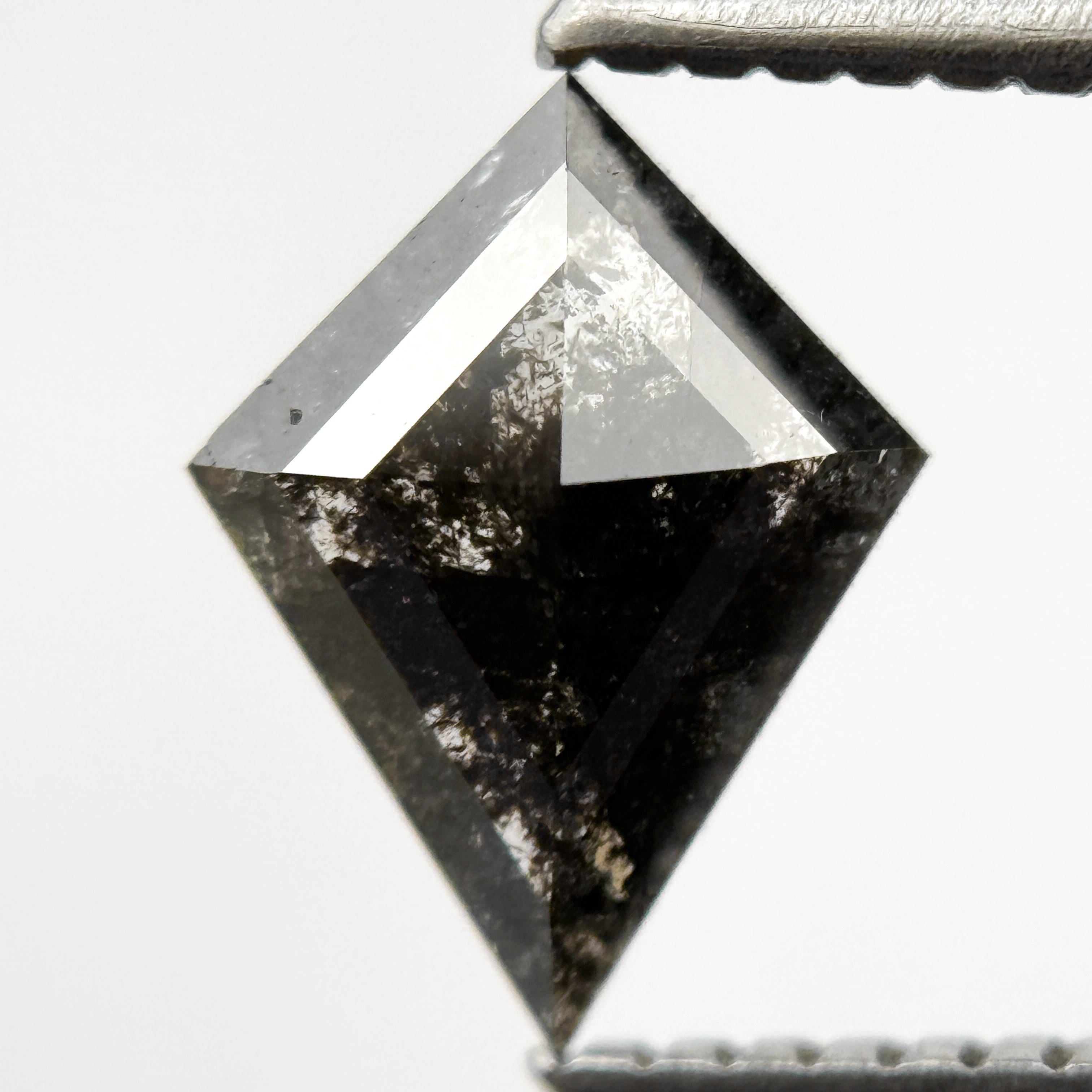0.88 Ct Kite Rose Cut Grey Black Natural Salt and Pepper Diamond
