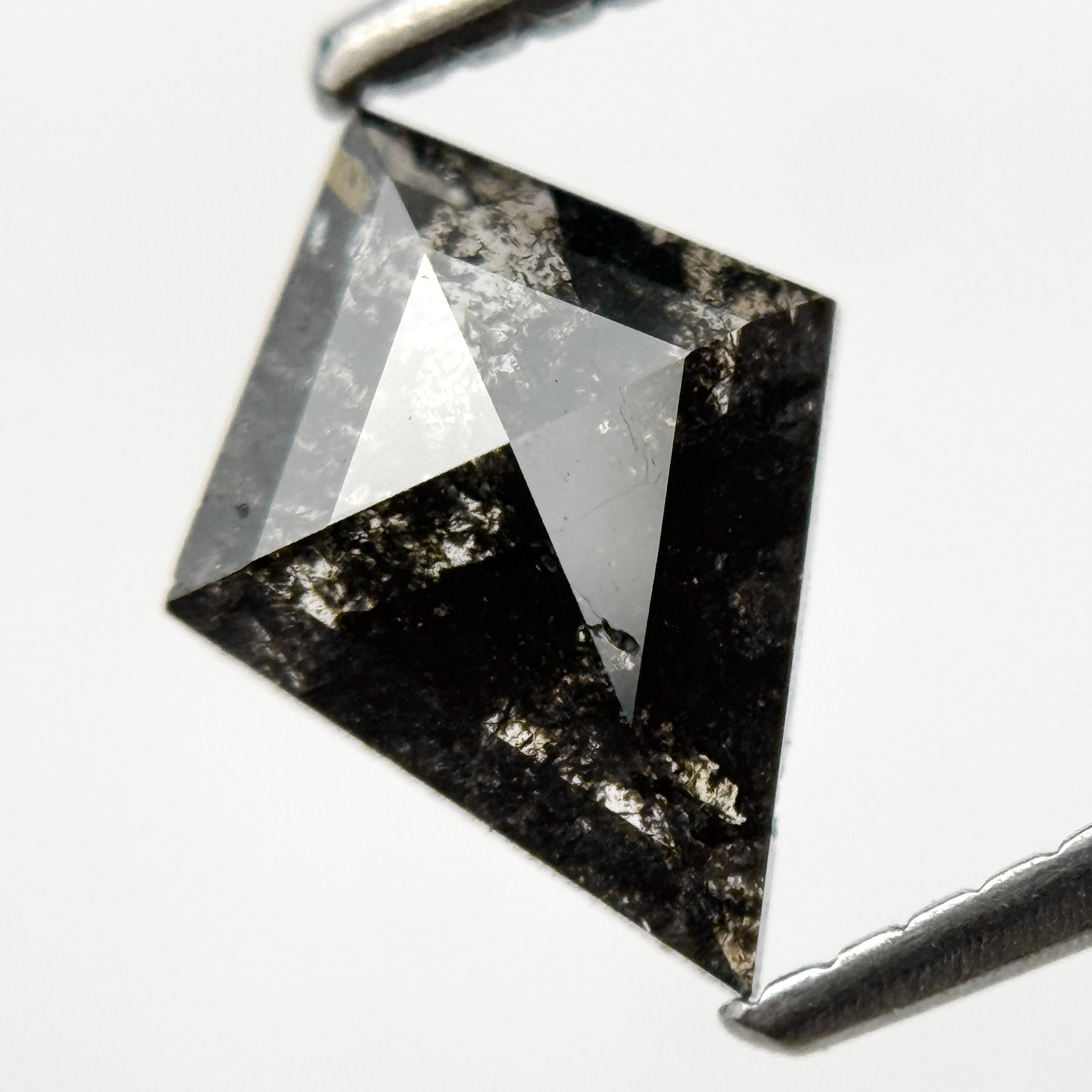 0.88 Ct Kite Rose Cut Grey Black Natural Salt and Pepper Diamond