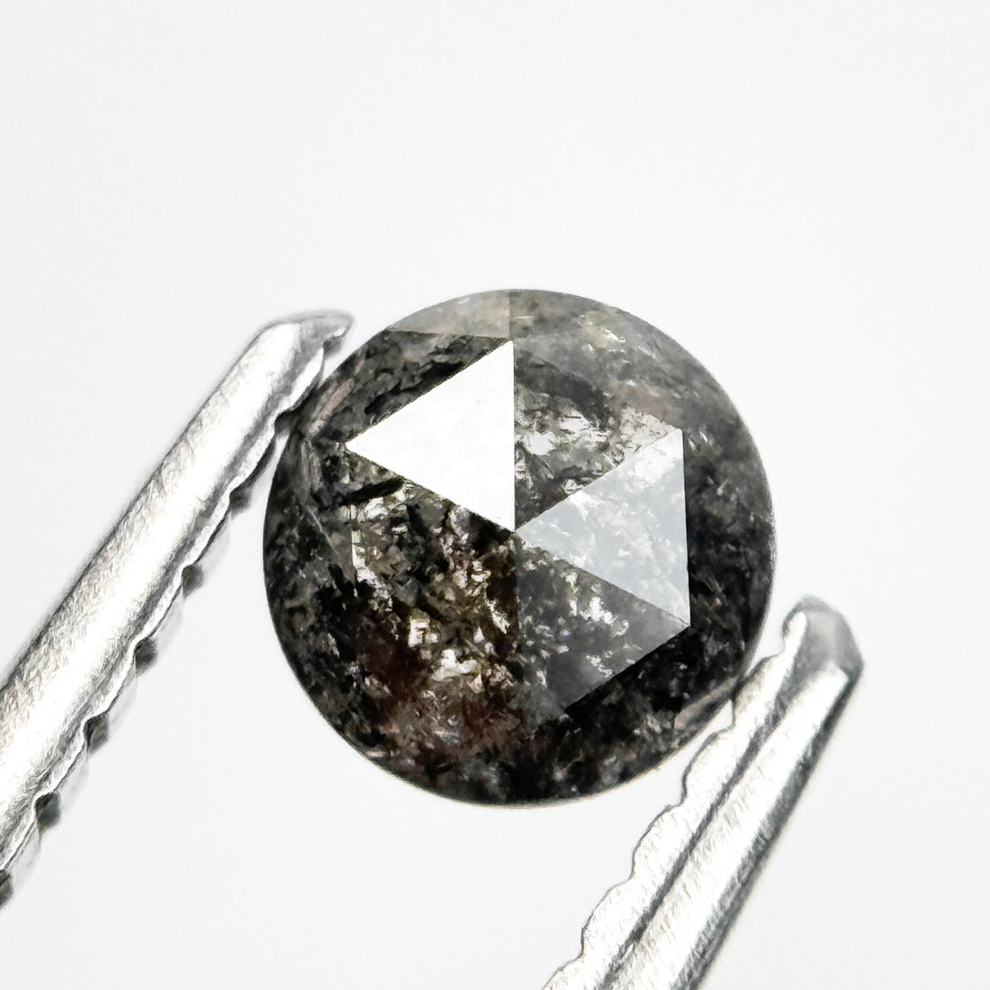 0.38 Ct Round Rose Cut Grey Natural Salt and Pepper Diamond