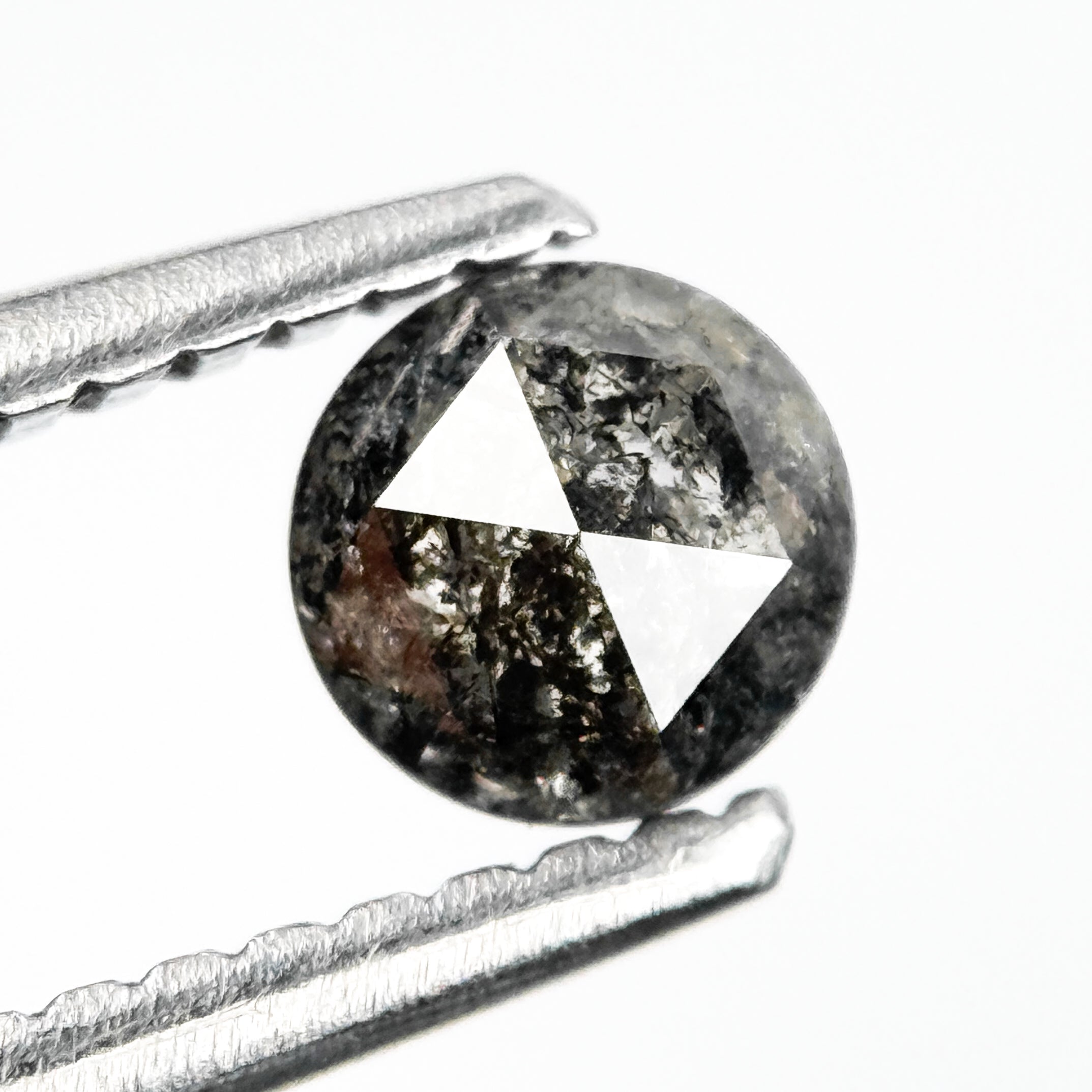 0.38 Ct Round Rose Cut Grey Natural Salt and Pepper Diamond