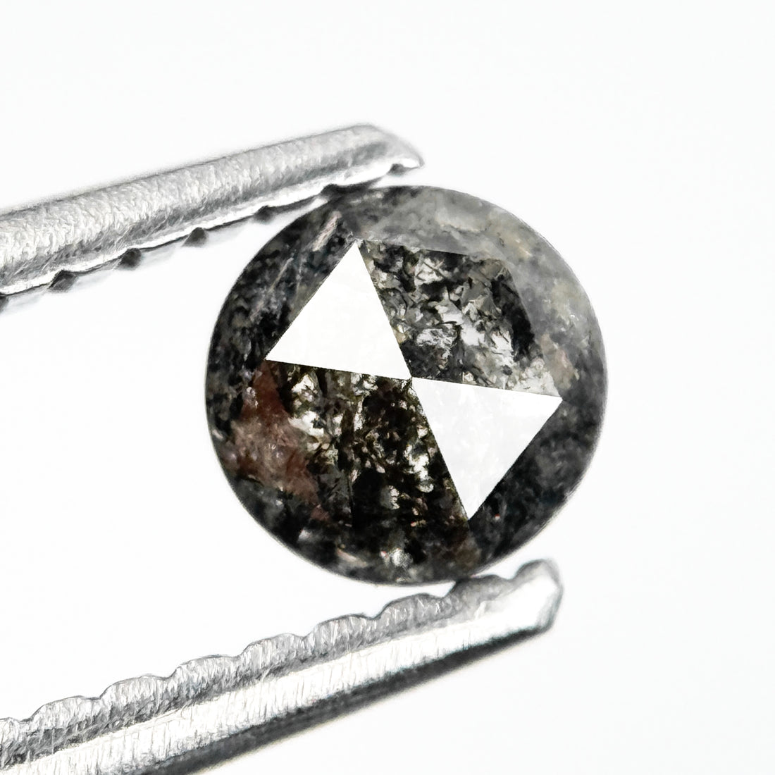 0.38 Ct Round Rose Cut Grey Natural Salt and Pepper Diamond