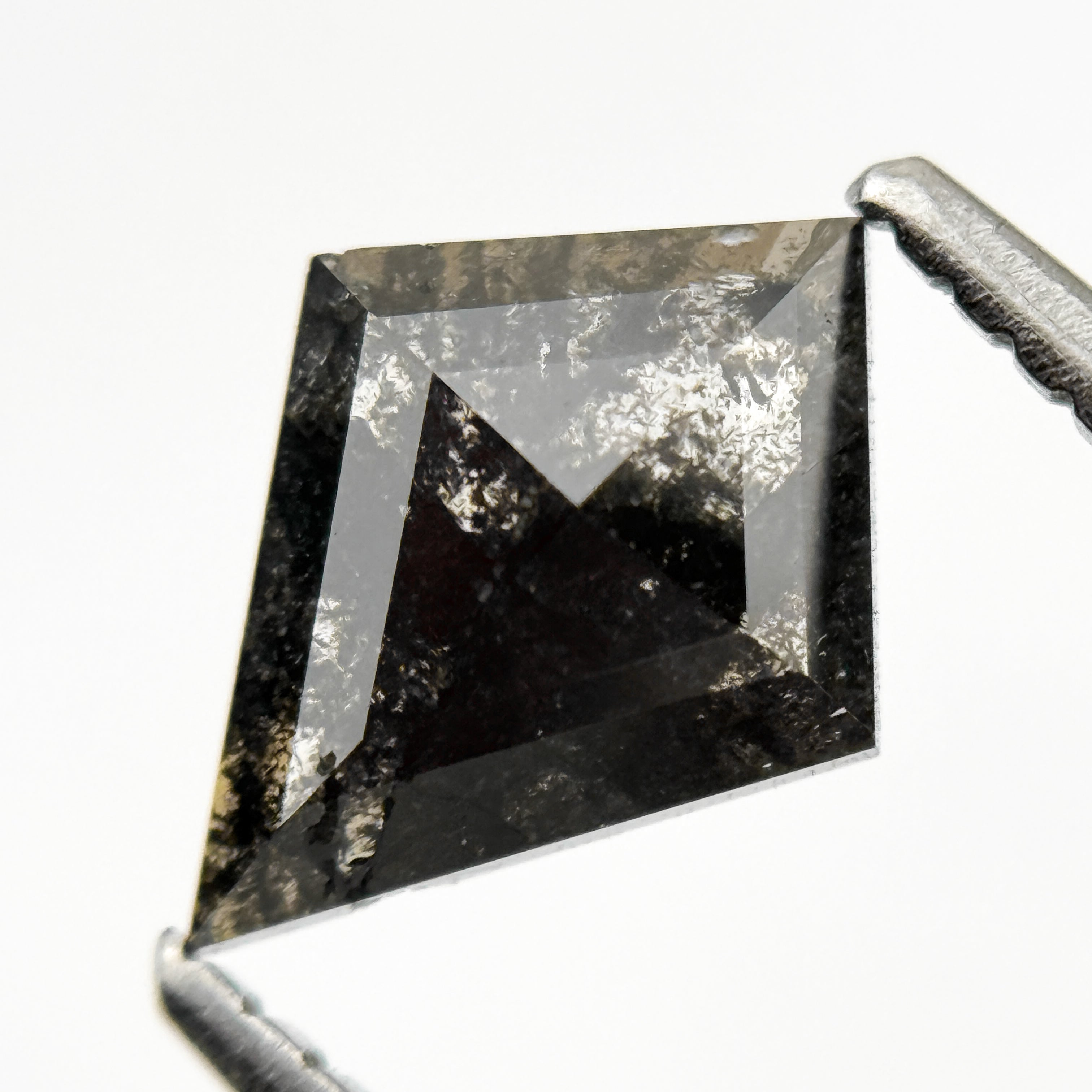 0.88 Ct Kite Rose Cut Grey Black Natural Salt and Pepper Diamond