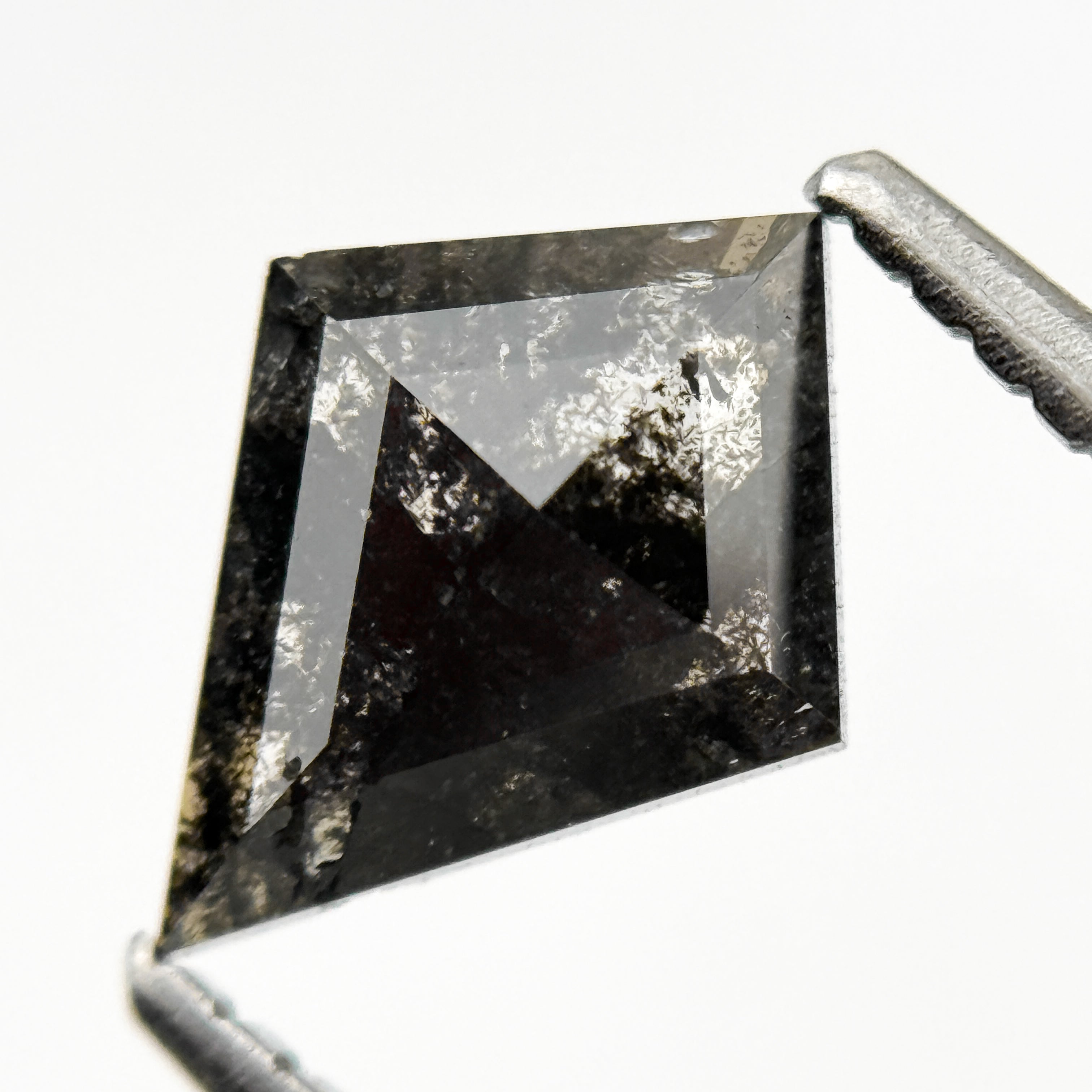 0.88 Ct Kite Rose Cut Grey Black Natural Salt and Pepper Diamond