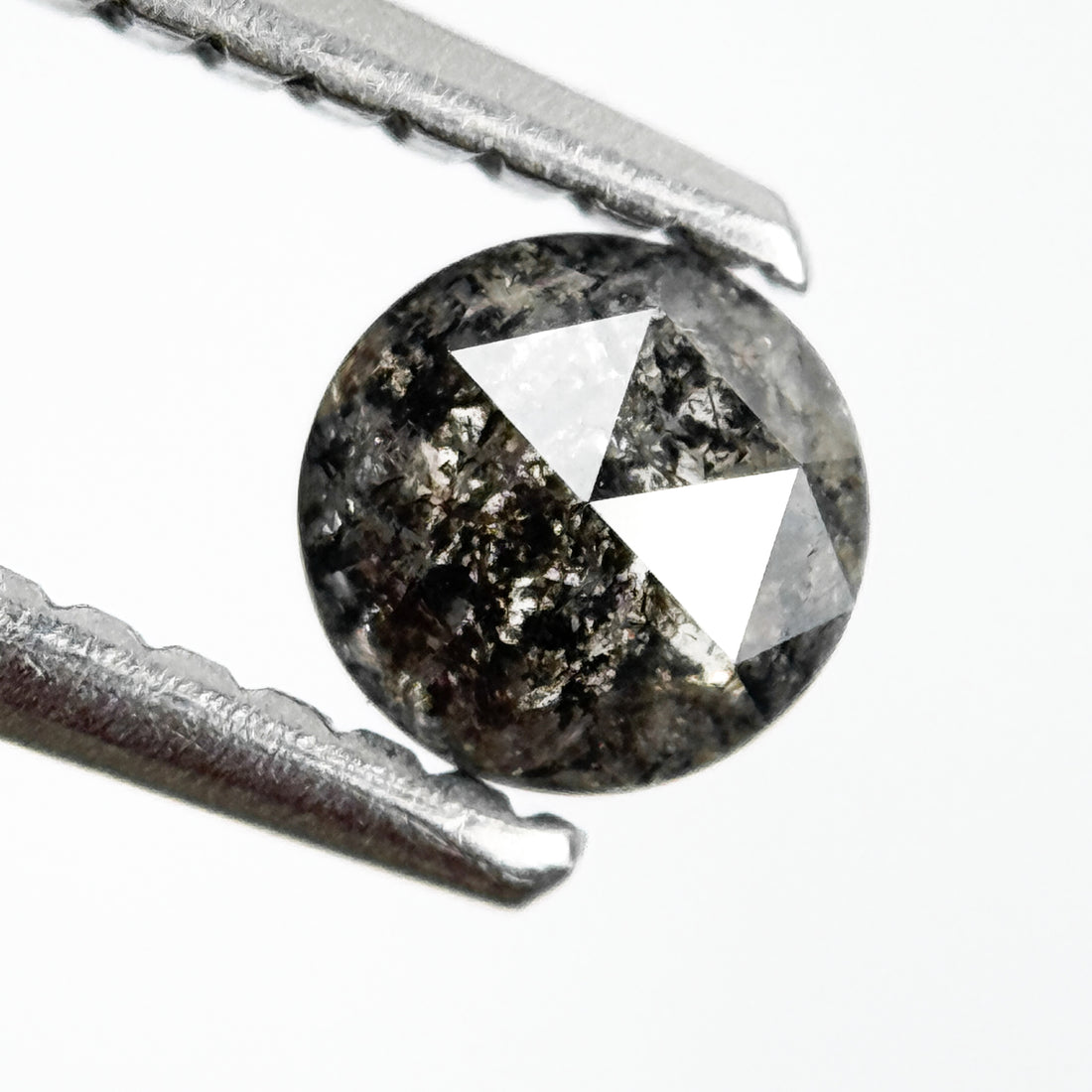 0.38 Ct Round Rose Cut Grey Natural Salt and Pepper Diamond
