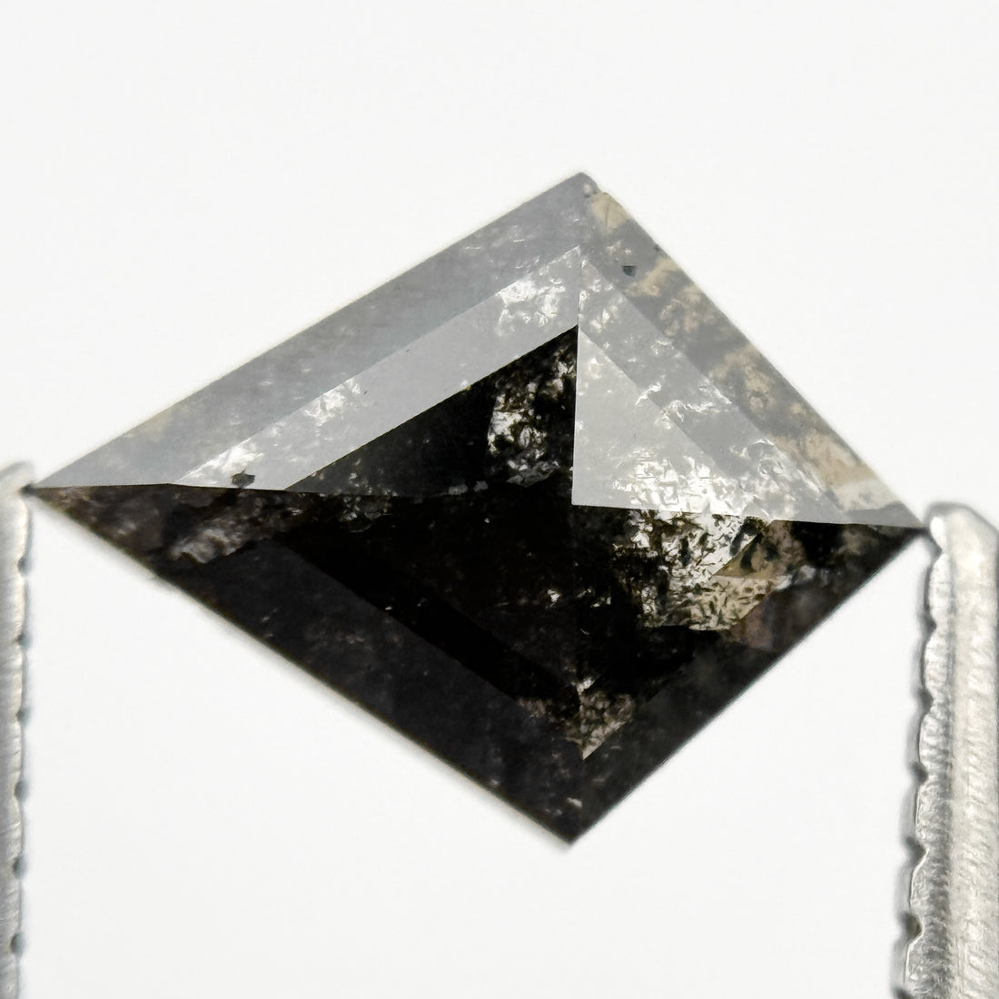 0.88 Ct Kite Rose Cut Grey Black Natural Salt and Pepper Diamond