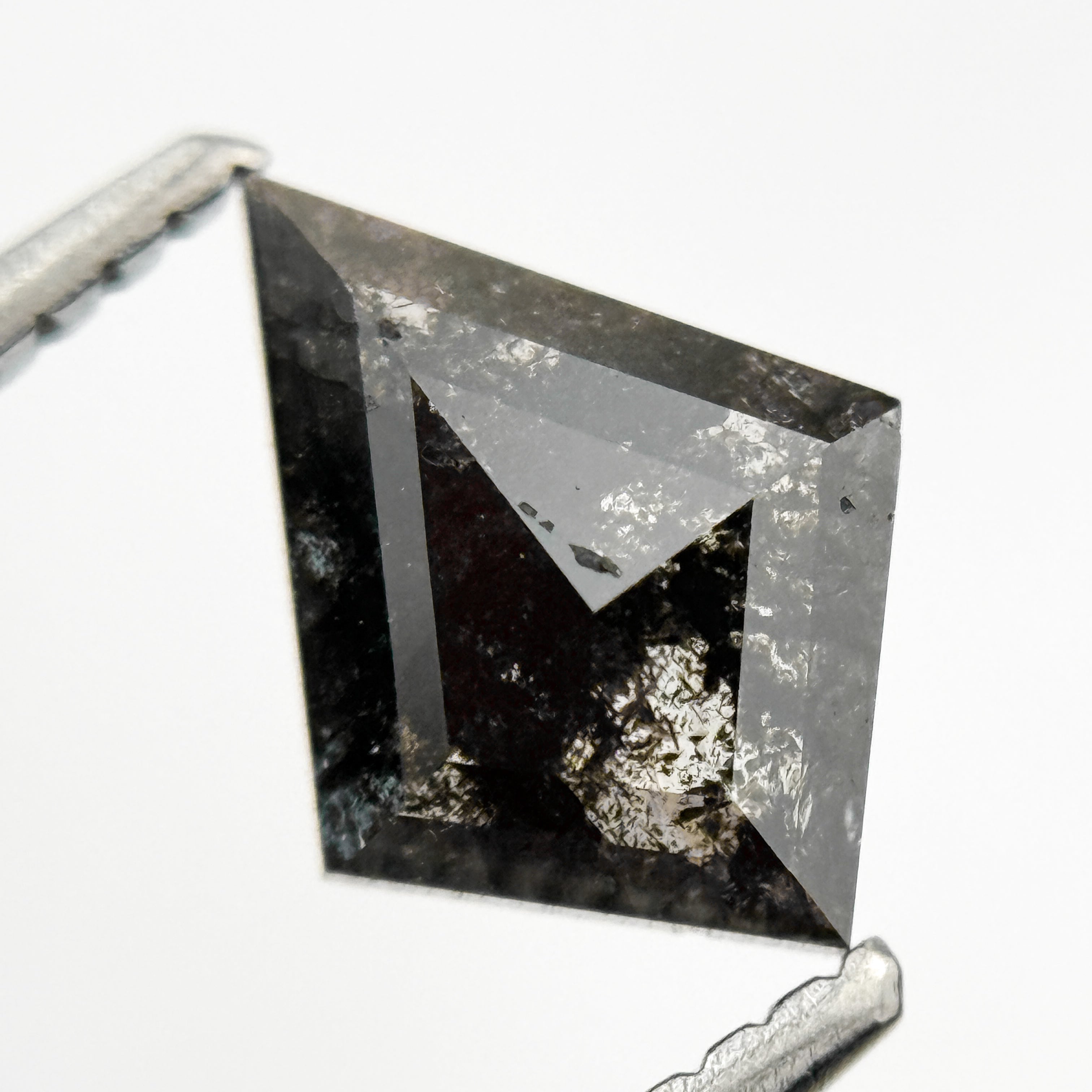 0.88 Ct Kite Rose Cut Grey Black Natural Salt and Pepper Diamond