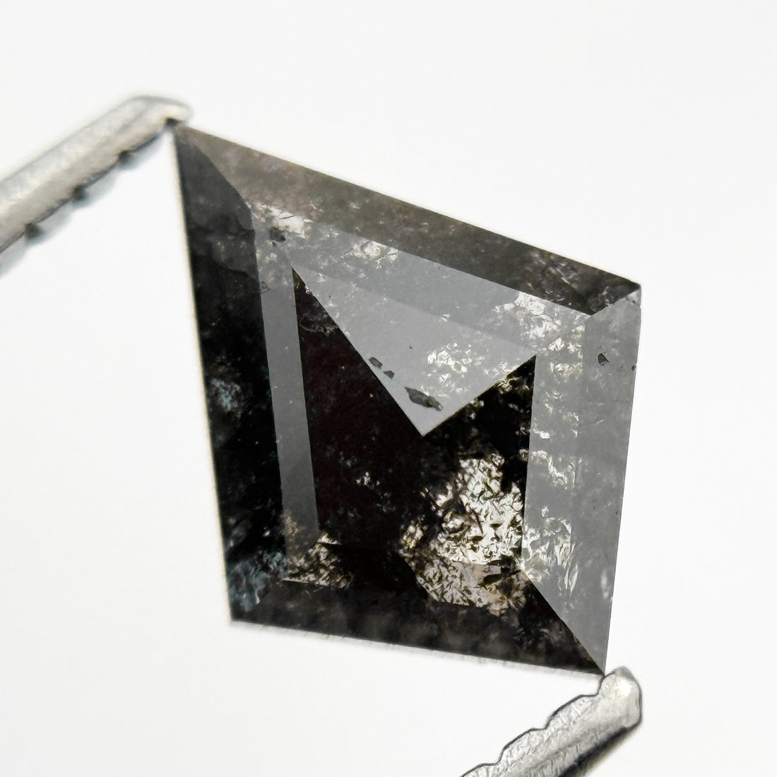 0.88 Ct Kite Rose Cut Grey Black Natural Salt and Pepper Diamond