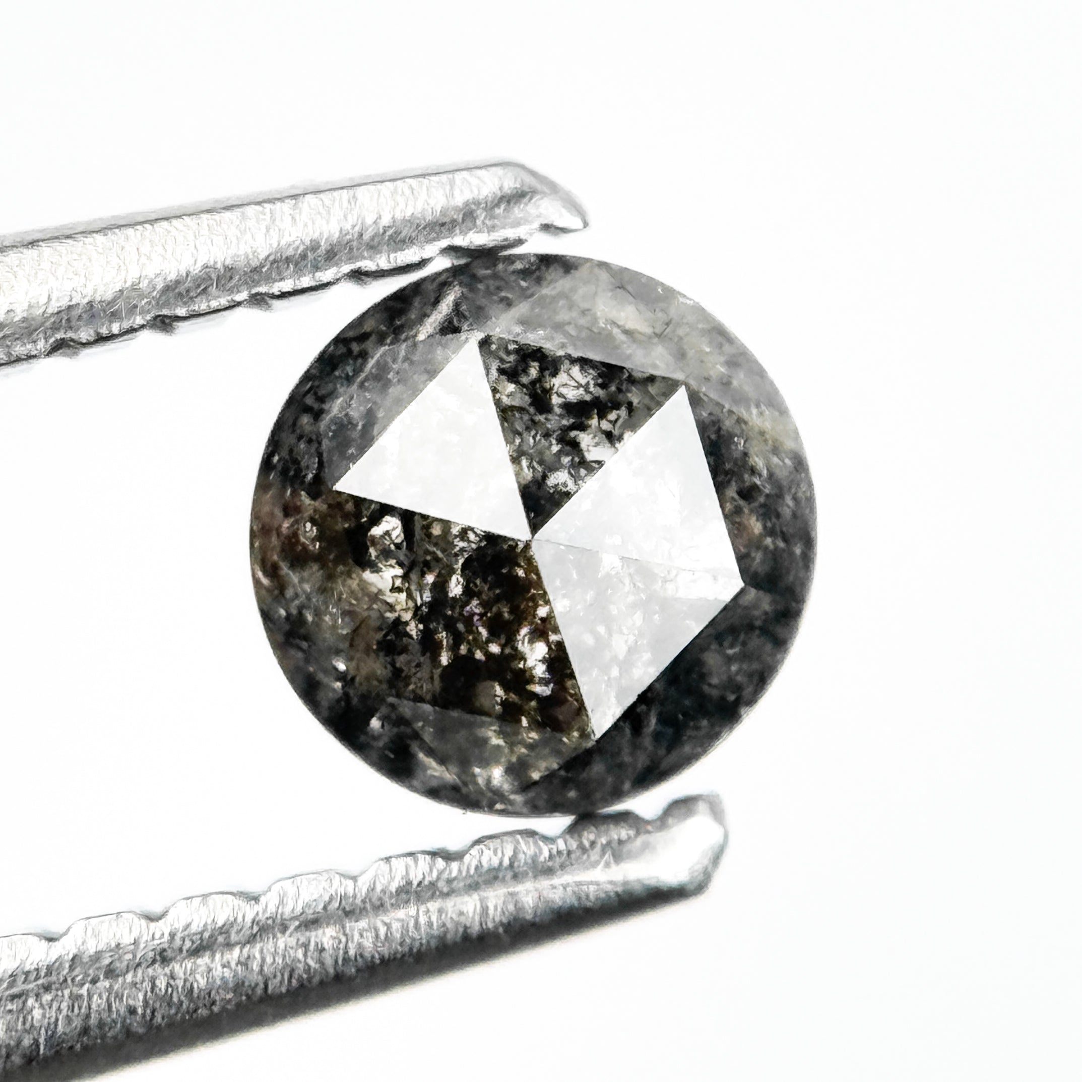 0.38 Ct Round Rose Cut Grey Natural Salt and Pepper Diamond