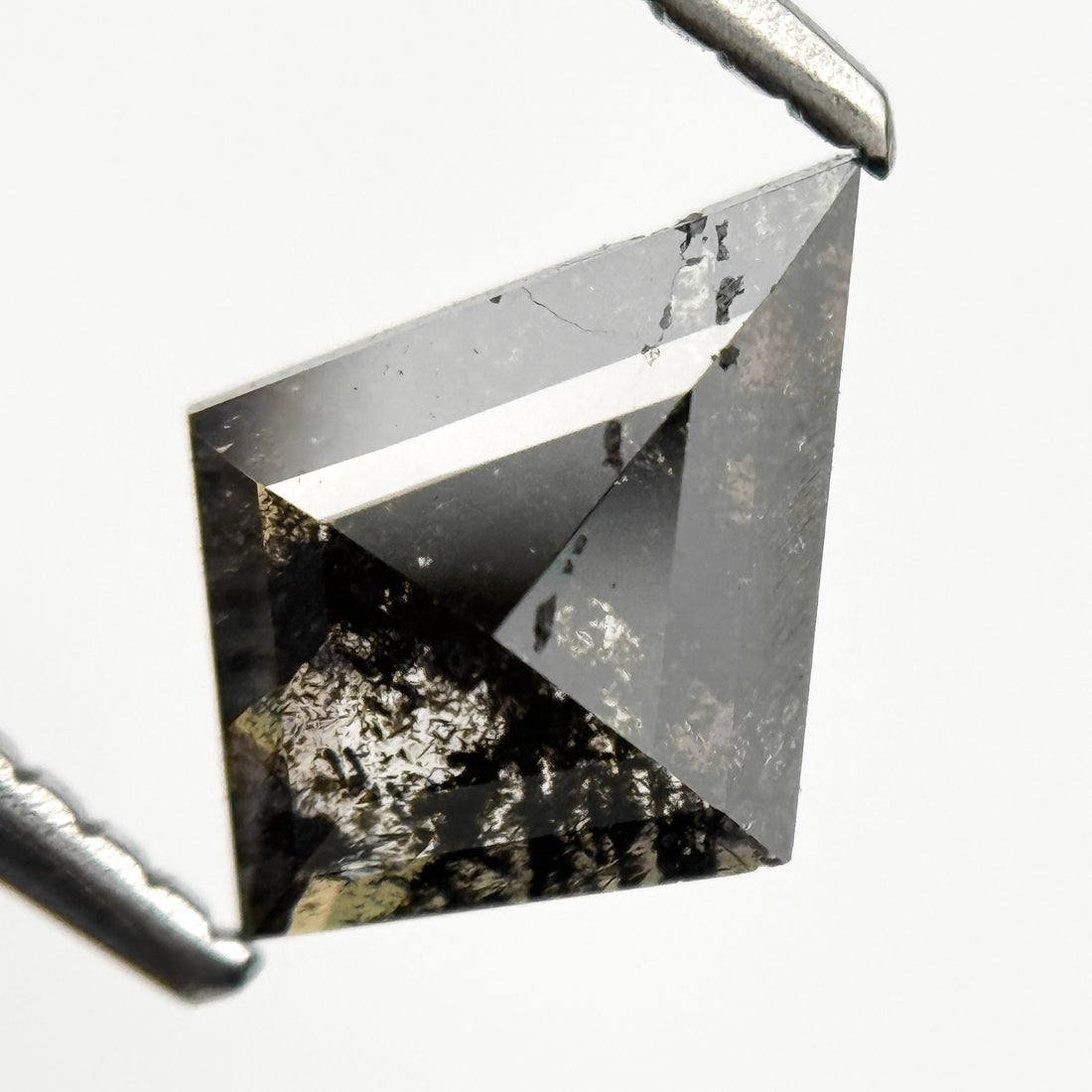 0.88 Ct Kite Rose Cut Grey Black Natural Salt and Pepper Diamond