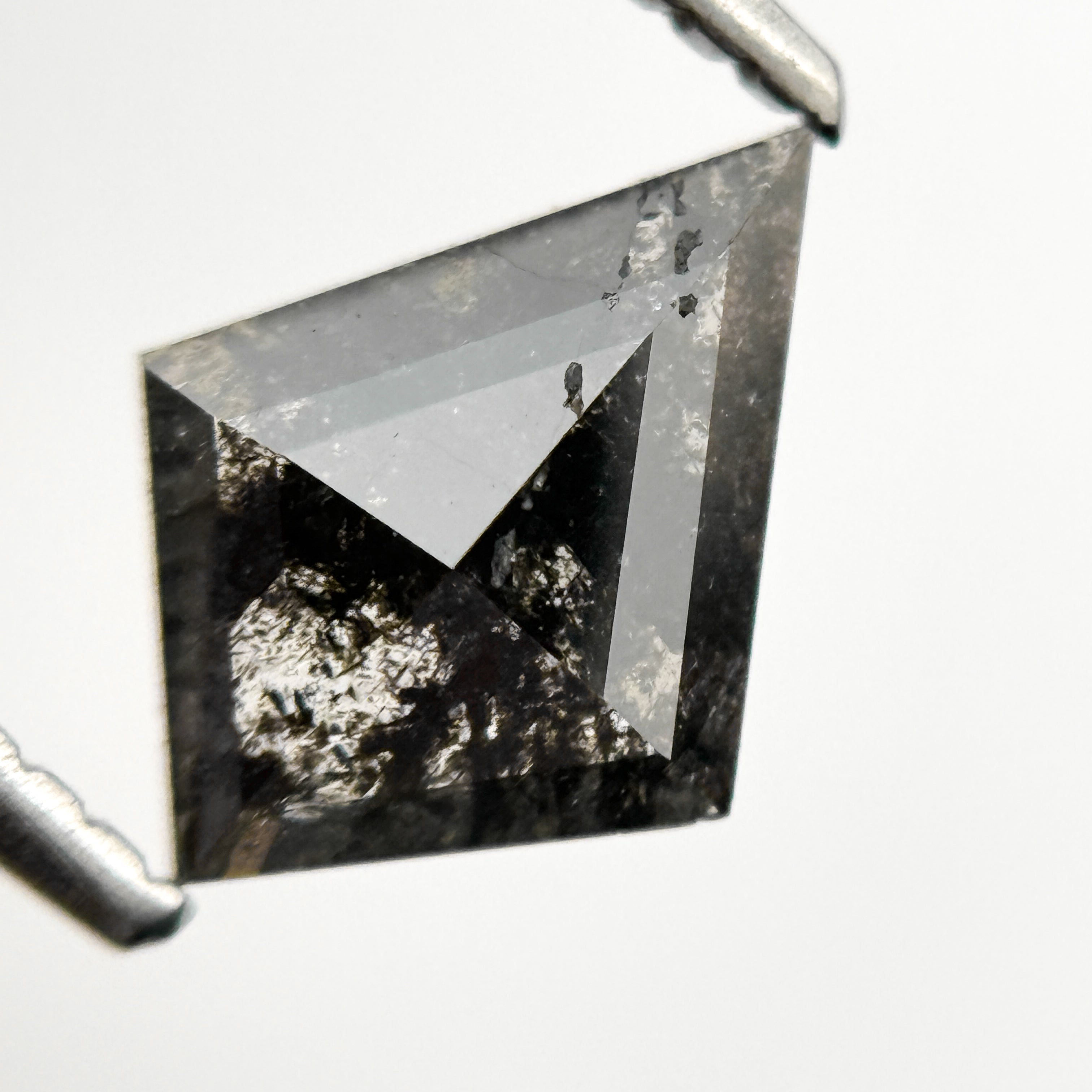 0.88 Ct Kite Rose Cut Grey Black Natural Salt and Pepper Diamond
