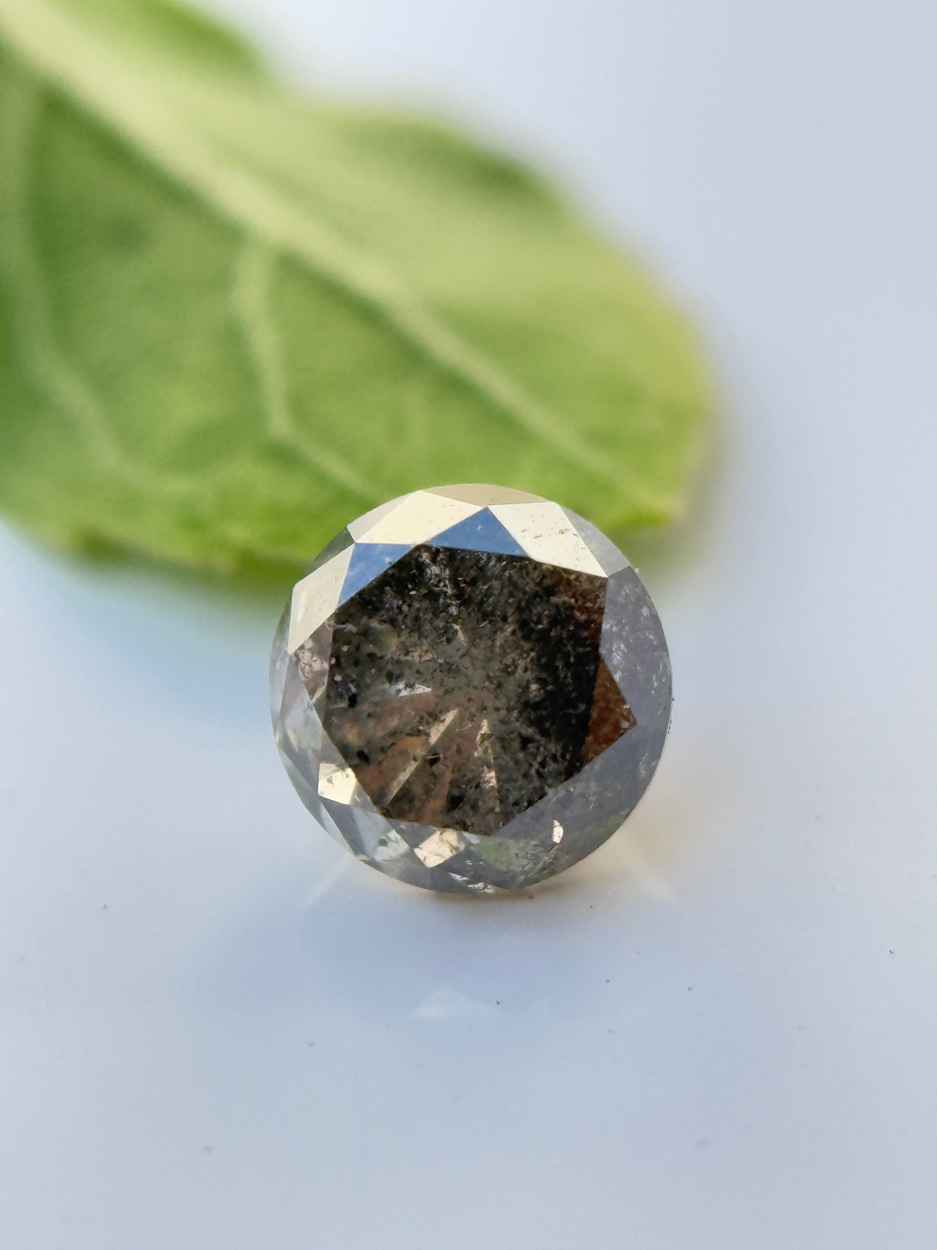 0.52 Ct Round Brilliant Cut Grey Natural Salt and Pepper Diamond