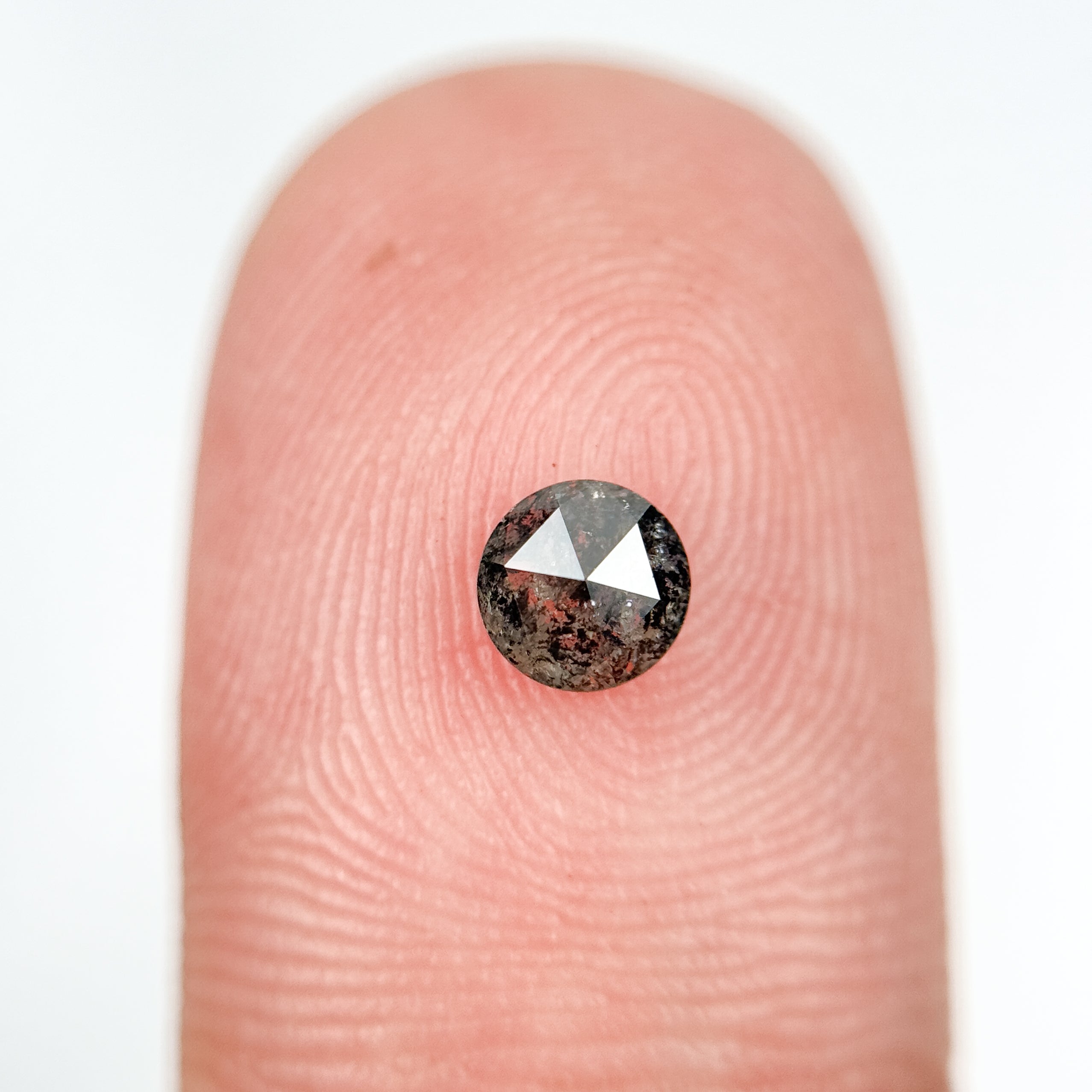 0.38 Ct Round Rose Cut Grey Natural Salt and Pepper Diamond