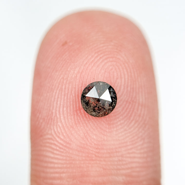 0.38 Ct Round Rose Cut Grey Natural Salt and Pepper Diamond
