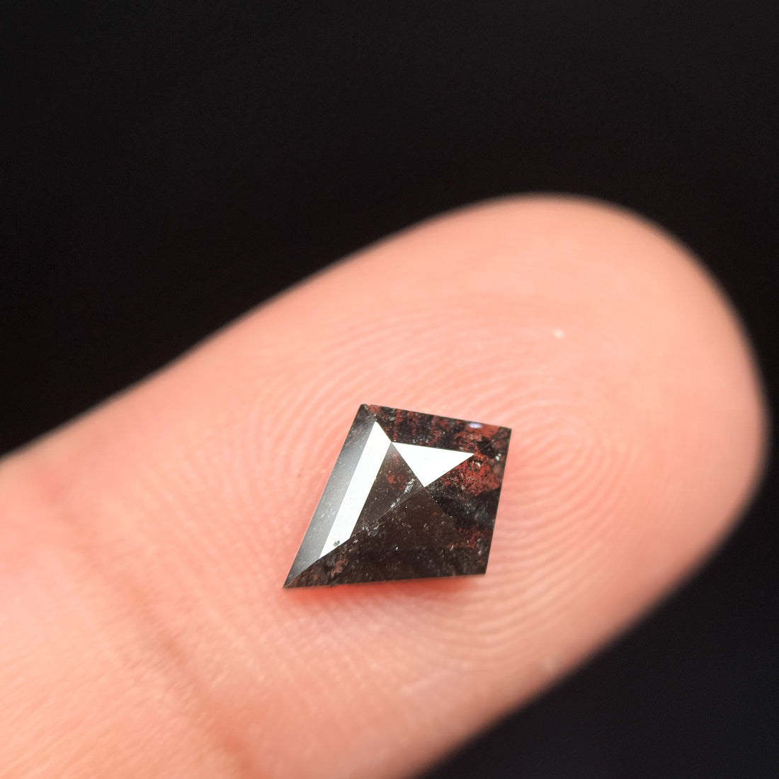 0.88 Ct Kite Rose Cut Grey Black Natural Salt and Pepper Diamond