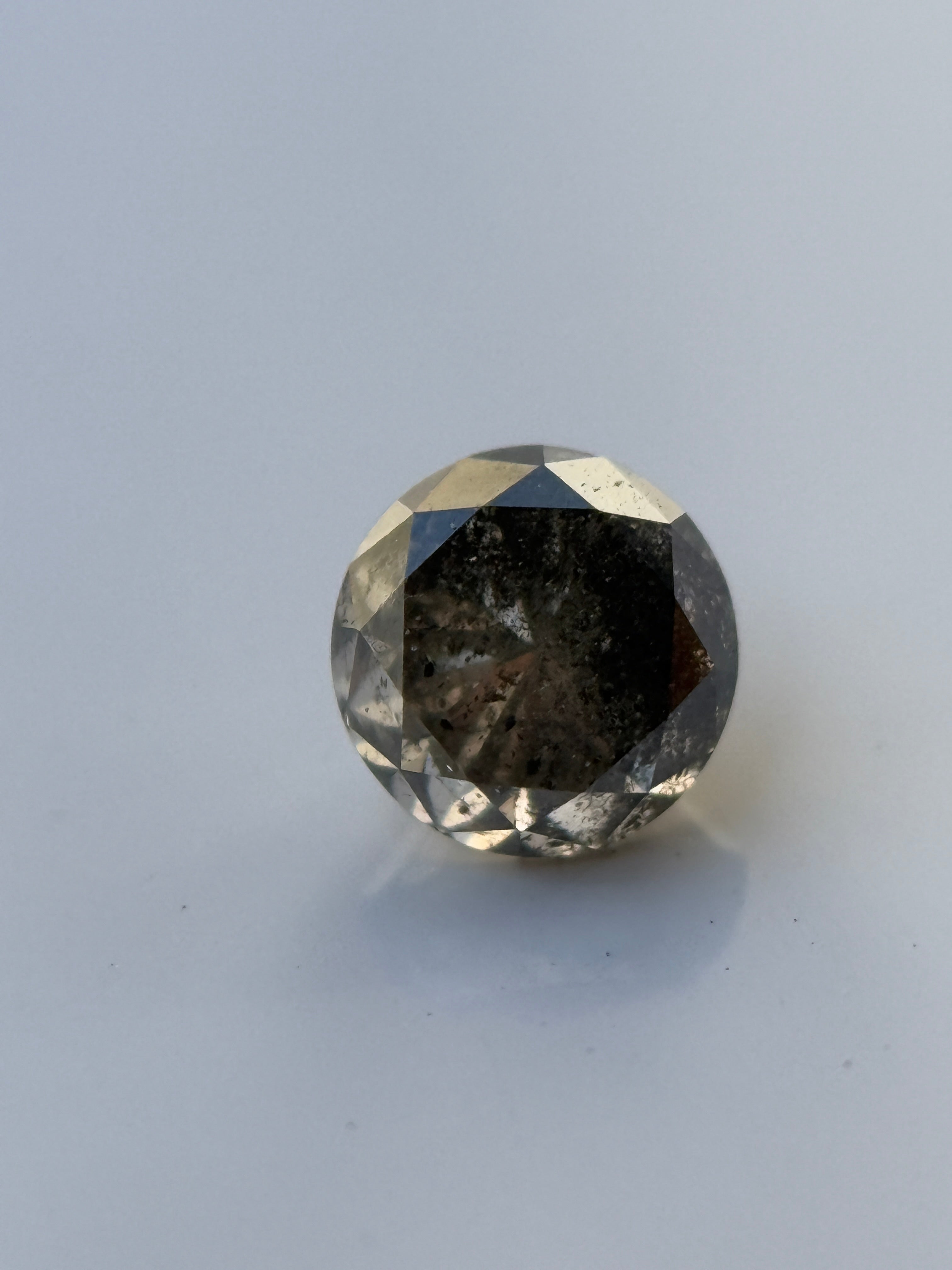 0.52 Ct Round Brilliant Cut Grey Natural Salt and Pepper Diamond