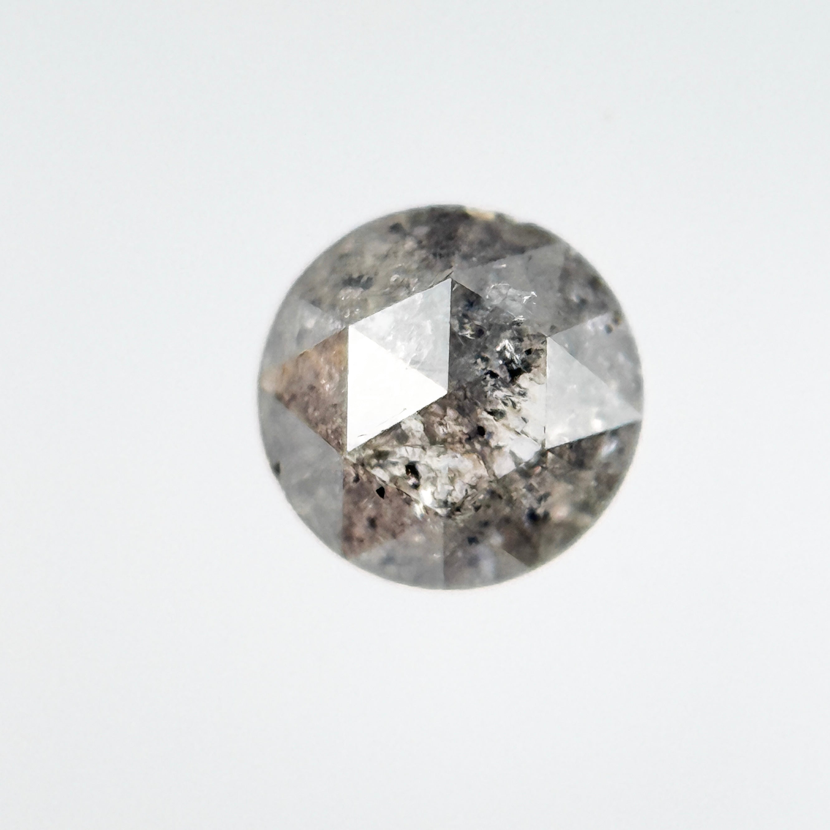 0.36 Ct Round Rose Cut Grey Natural Salt and Pepper Diamond