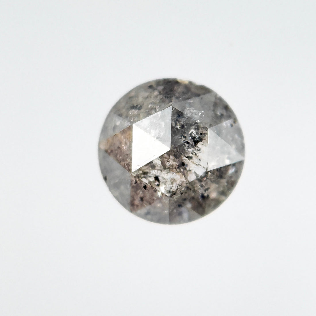 0.36 Ct Round Rose Cut Grey Natural Salt and Pepper Diamond