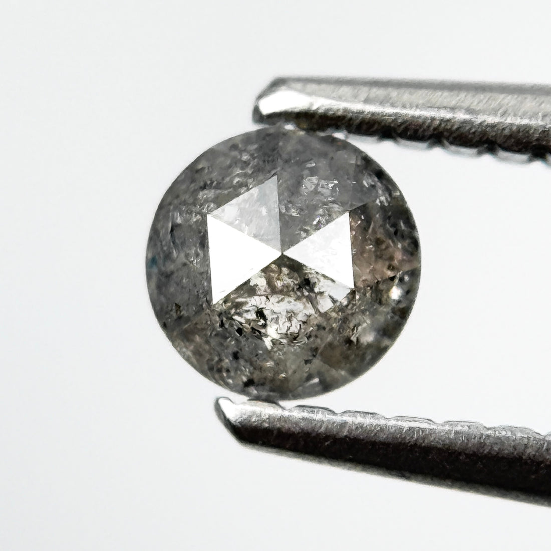 0.36 Ct Round Rose Cut Grey Natural Salt and Pepper Diamond