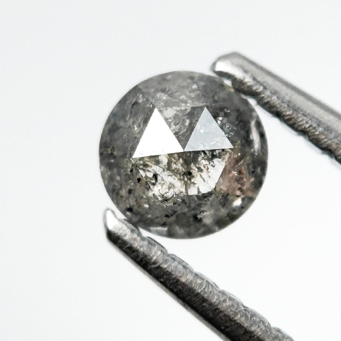0.36 Ct Round Rose Cut Grey Natural Salt and Pepper Diamond
