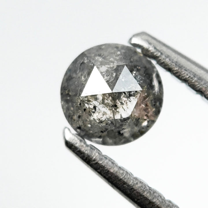 0.36 Ct Round Rose Cut Grey Natural Salt and Pepper Diamond