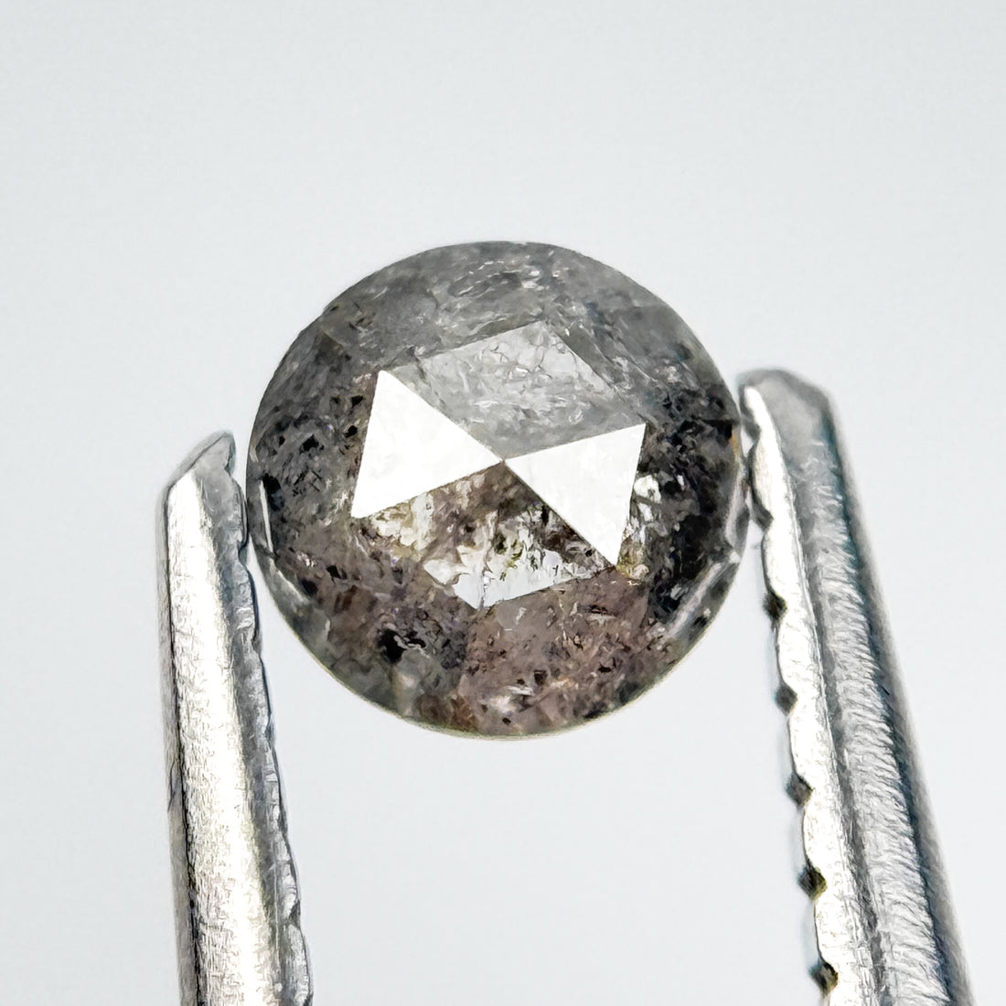 0.36 Ct Round Rose Cut Grey Natural Salt and Pepper Diamond