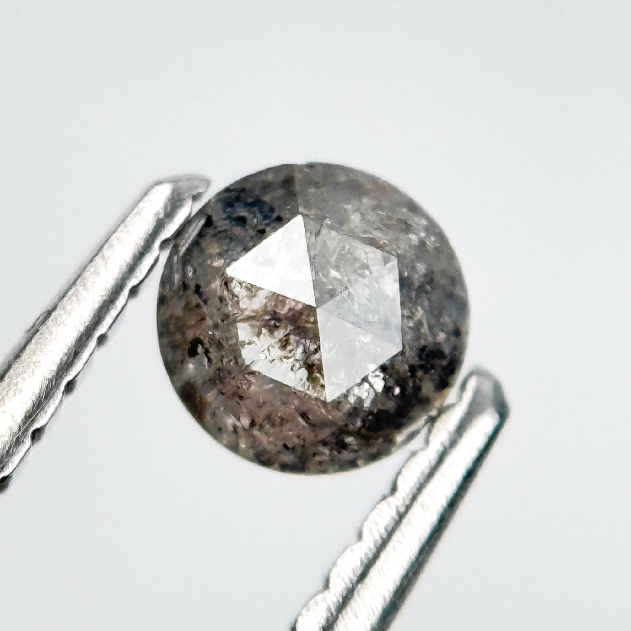 0.36 Ct Round Rose Cut Grey Natural Salt and Pepper Diamond