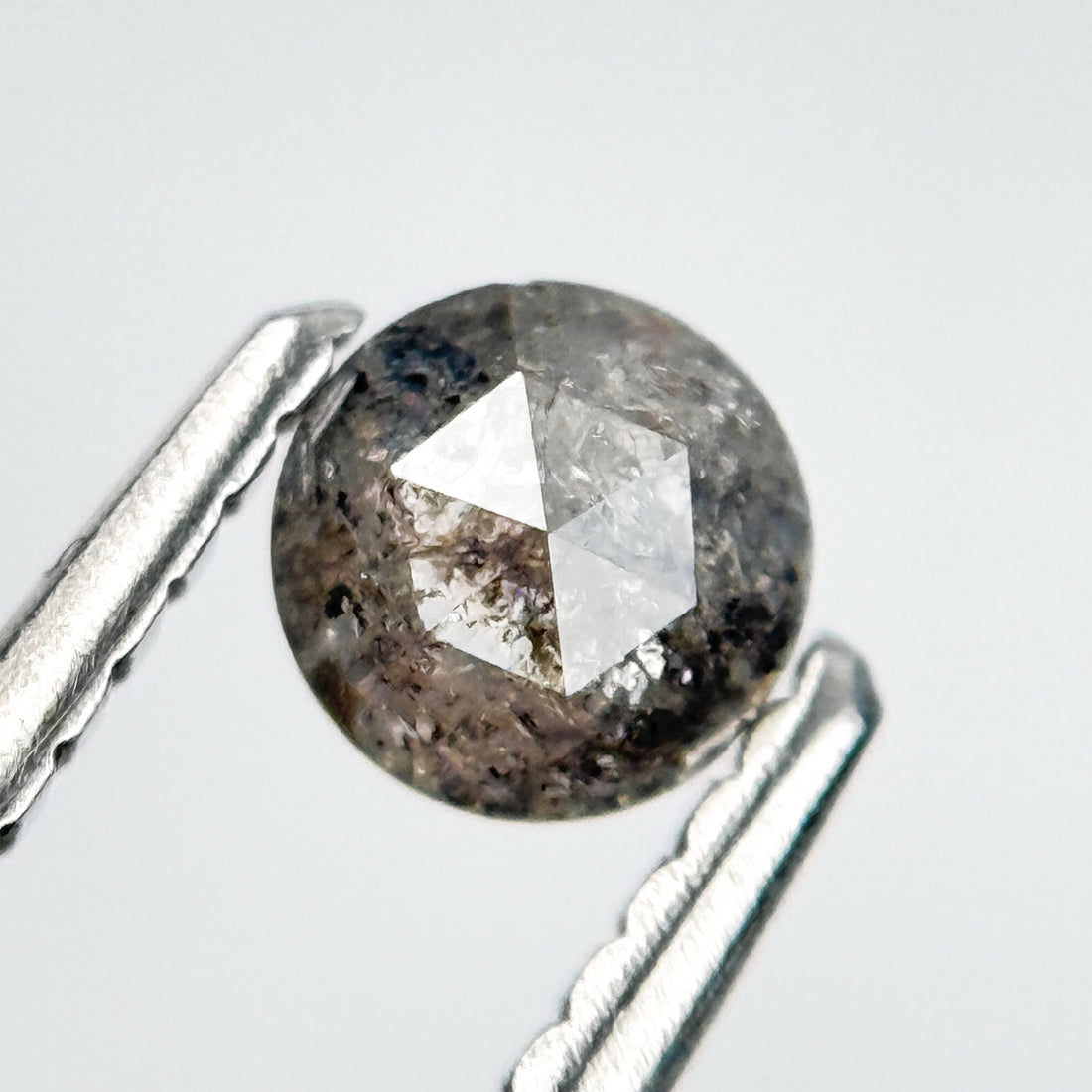 0.36 Ct Round Rose Cut Grey Natural Salt and Pepper Diamond