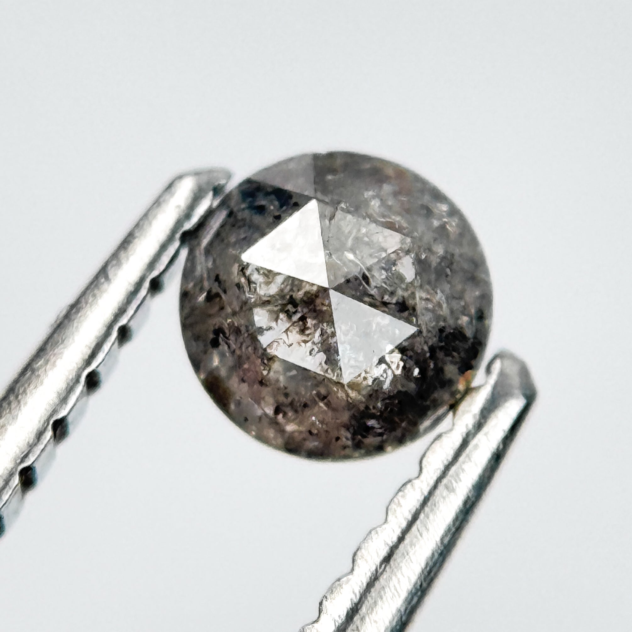 0.36 Ct Round Rose Cut Grey Natural Salt and Pepper Diamond