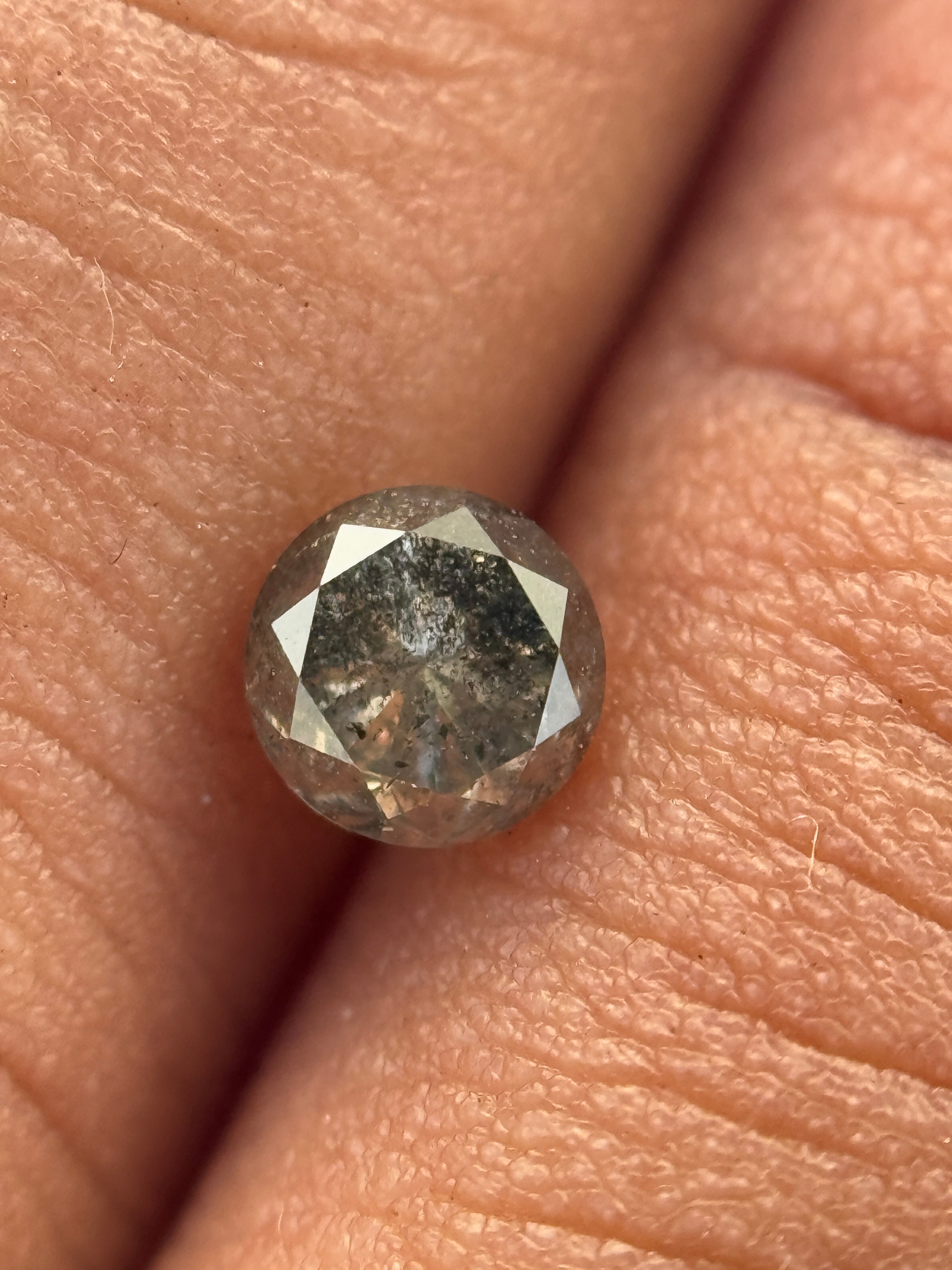 0.52 Ct Round Brilliant Cut Grey Natural Salt and Pepper Diamond