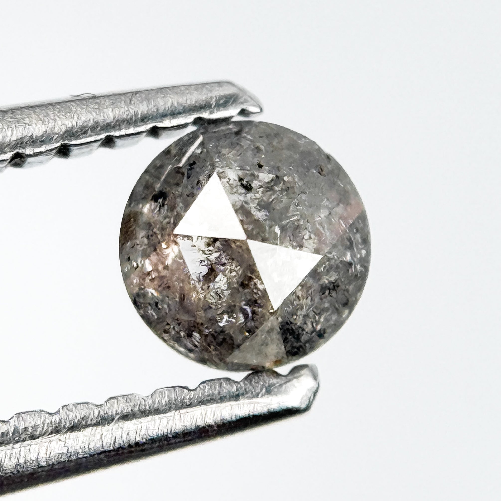0.36 Ct Round Rose Cut Grey Natural Salt and Pepper Diamond