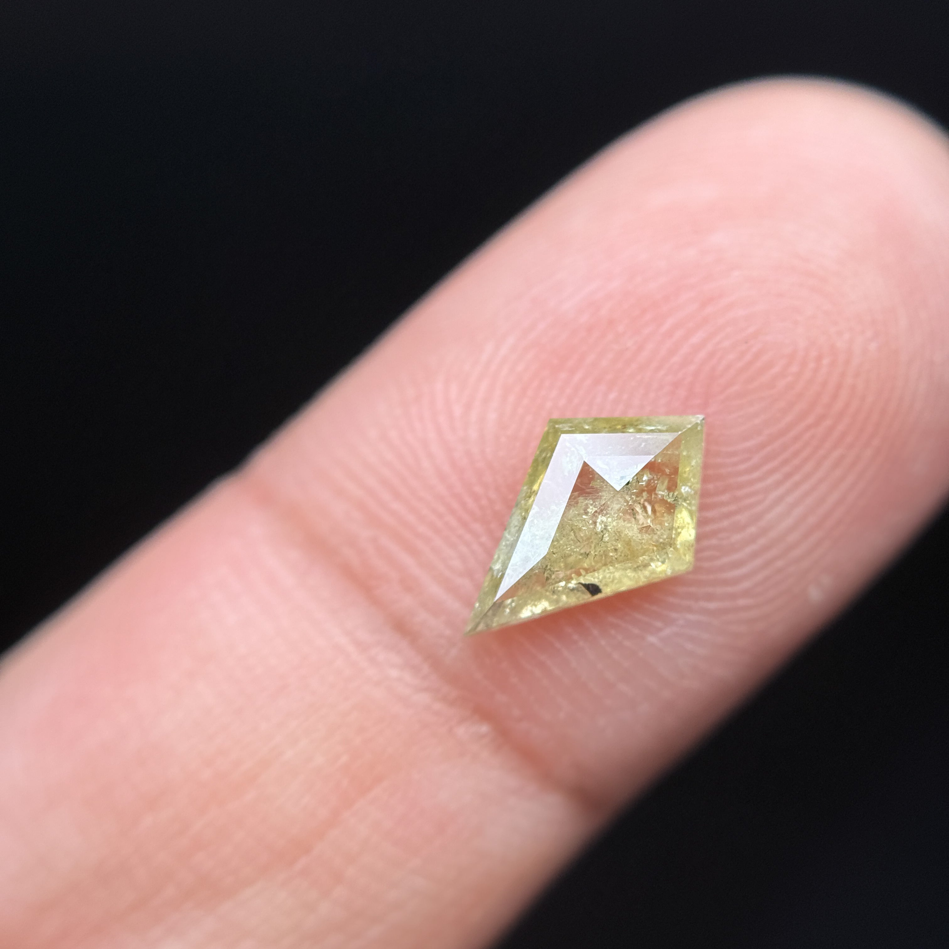 0.89 Ct Kite Rose Cut Yellow Natural Fancy Diamond