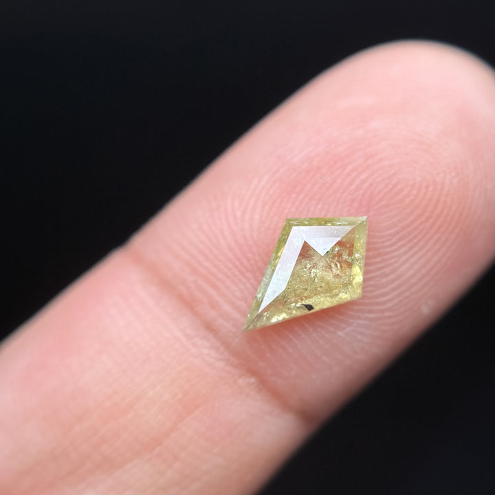0.89 Ct Kite Rose Cut Yellow Natural Fancy Diamond