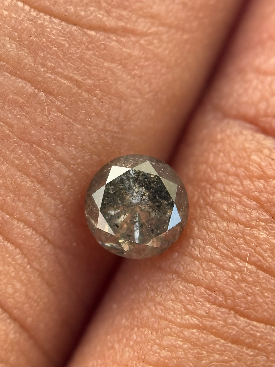 0.52 Ct Round Brilliant Cut Grey Natural Salt and Pepper Diamond