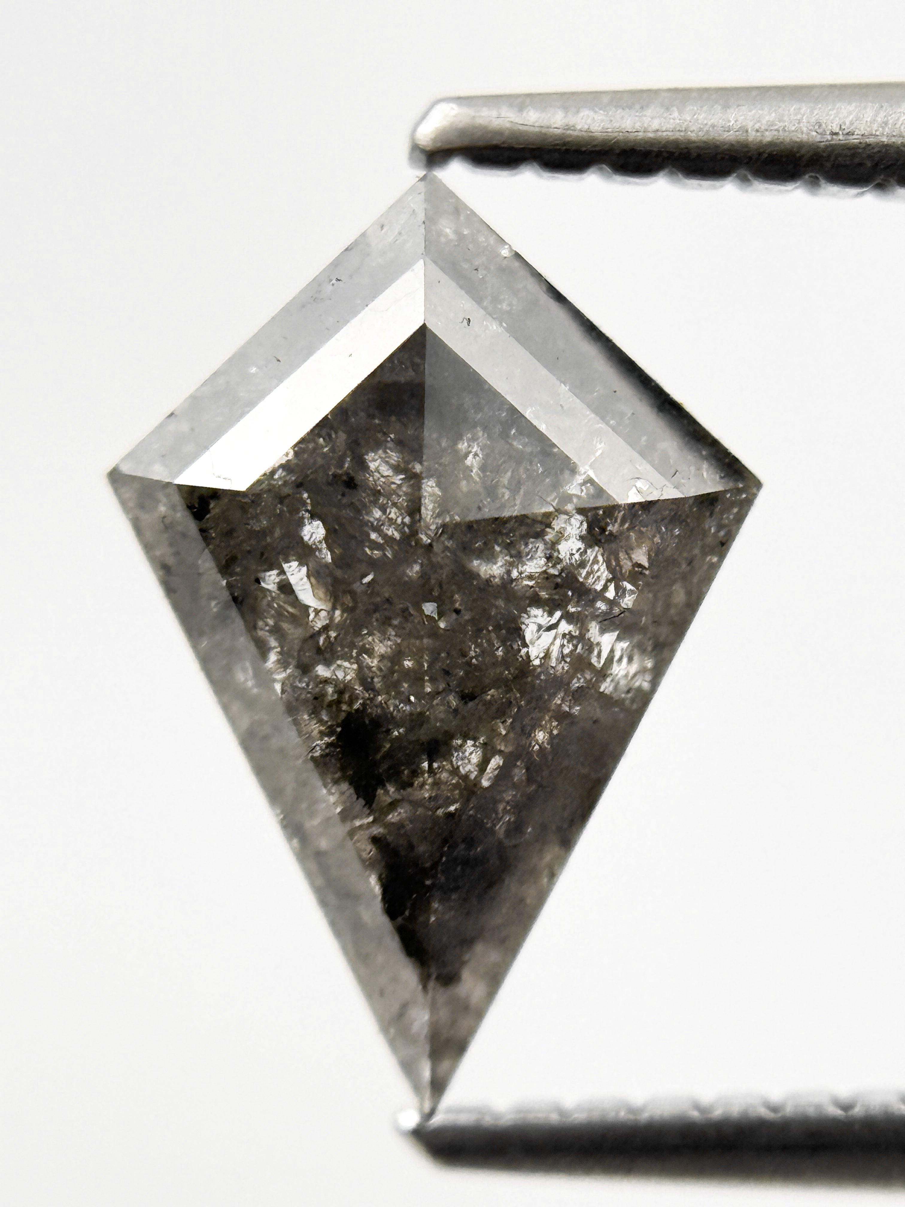 1.31 Ct Kite Rose Cut Grey Natural Salt and Pepper Diamond