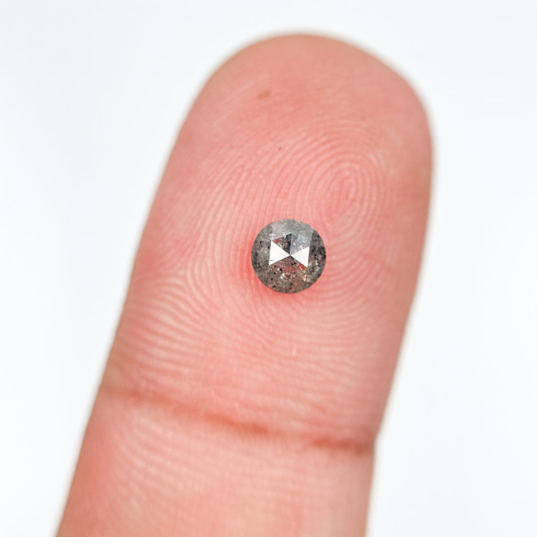 0.36 Ct Round Rose Cut Grey Natural Salt and Pepper Diamond