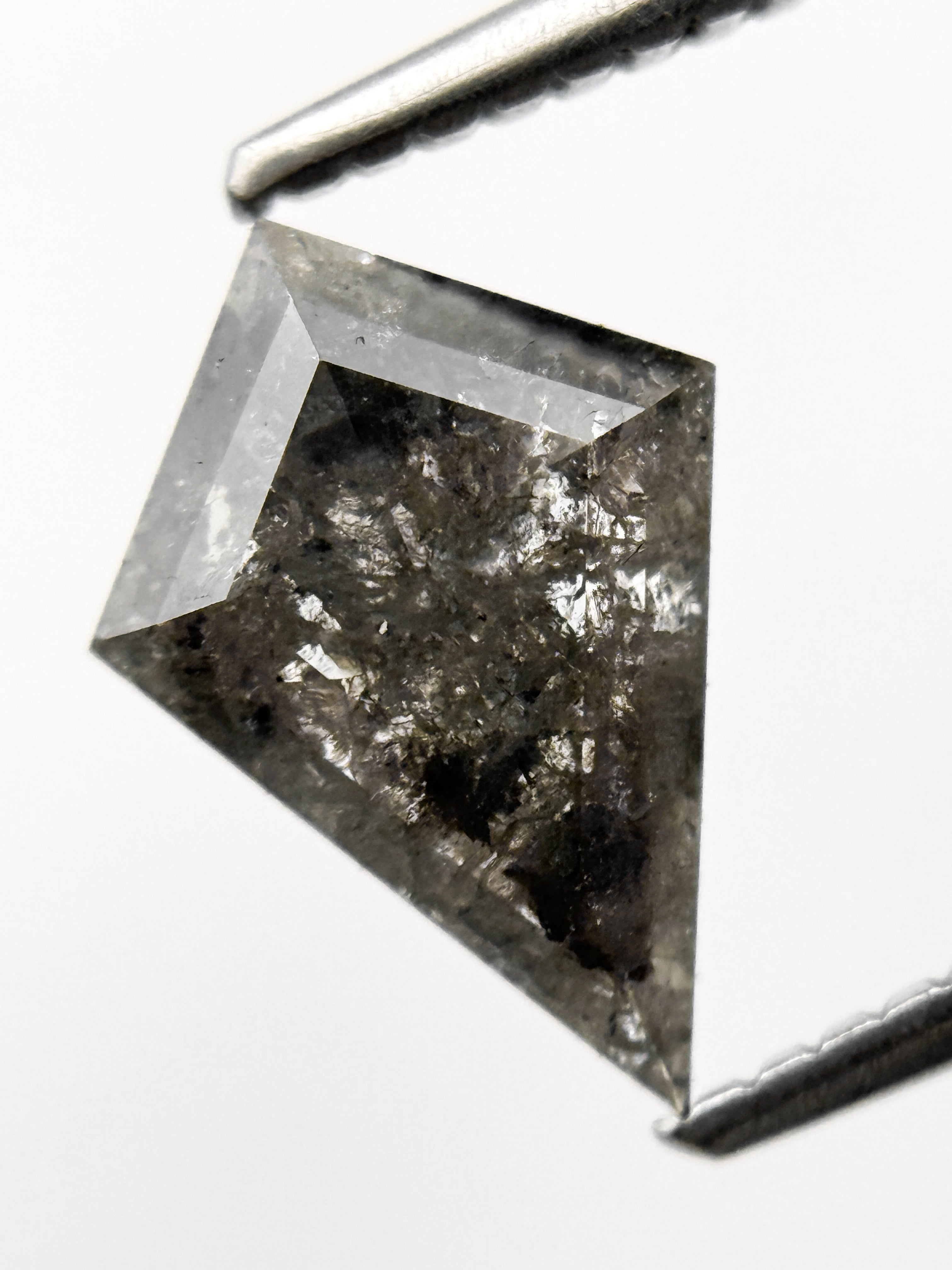1.31 Ct Kite Rose Cut Grey Natural Salt and Pepper Diamond