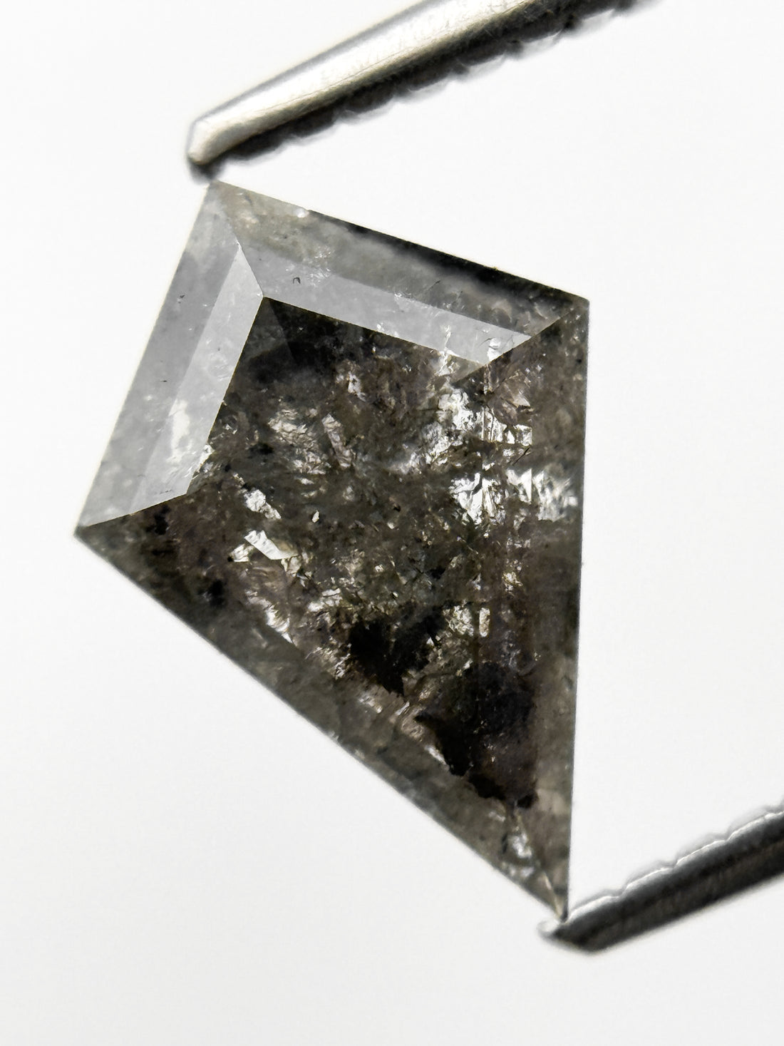 1.31 Ct Kite Rose Cut Grey Natural Salt and Pepper Diamond