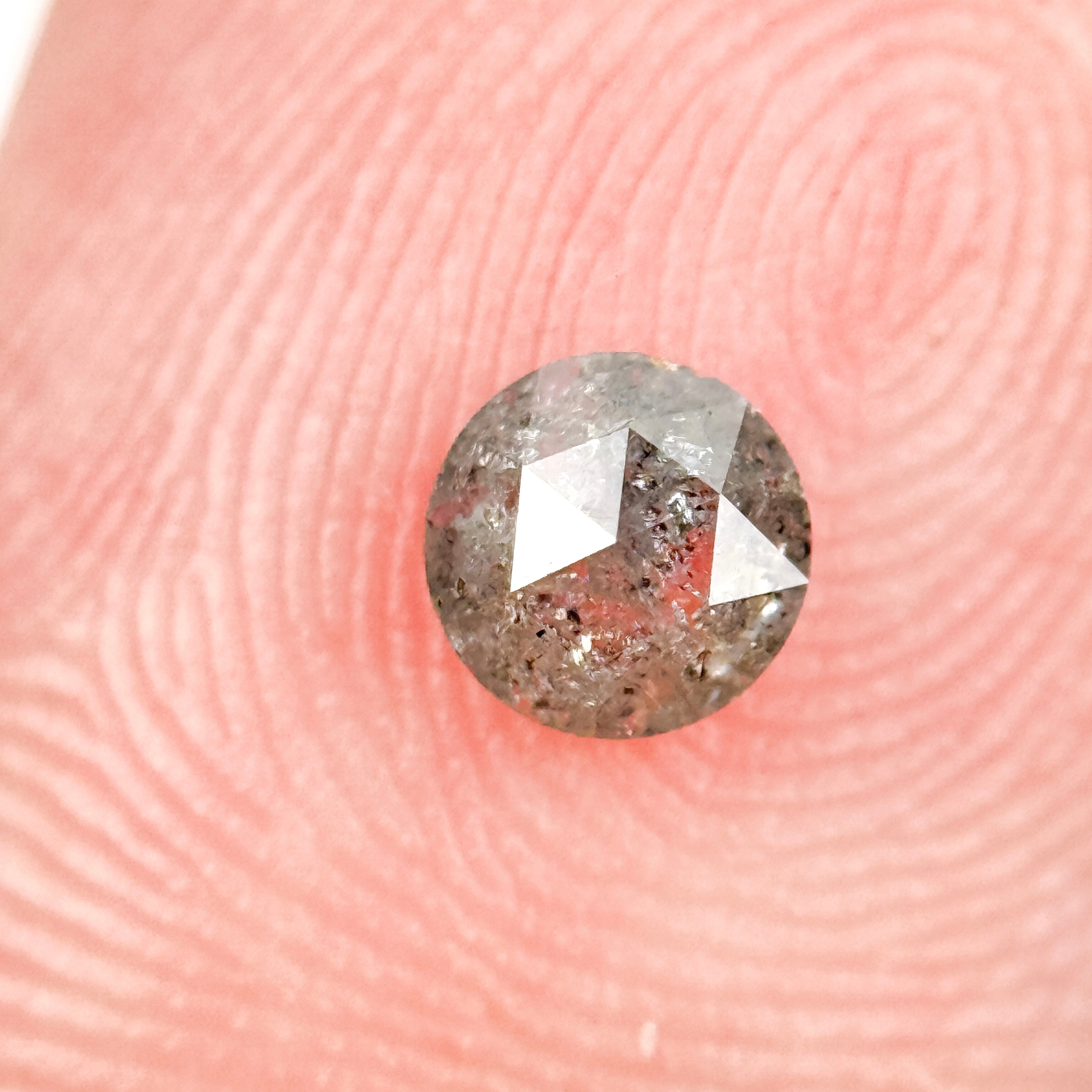 0.36 Ct Round Rose Cut Grey Natural Salt and Pepper Diamond