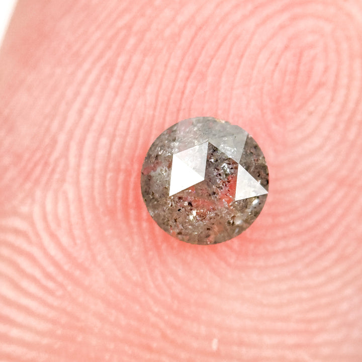 0.36 Ct Round Rose Cut Grey Natural Salt and Pepper Diamond