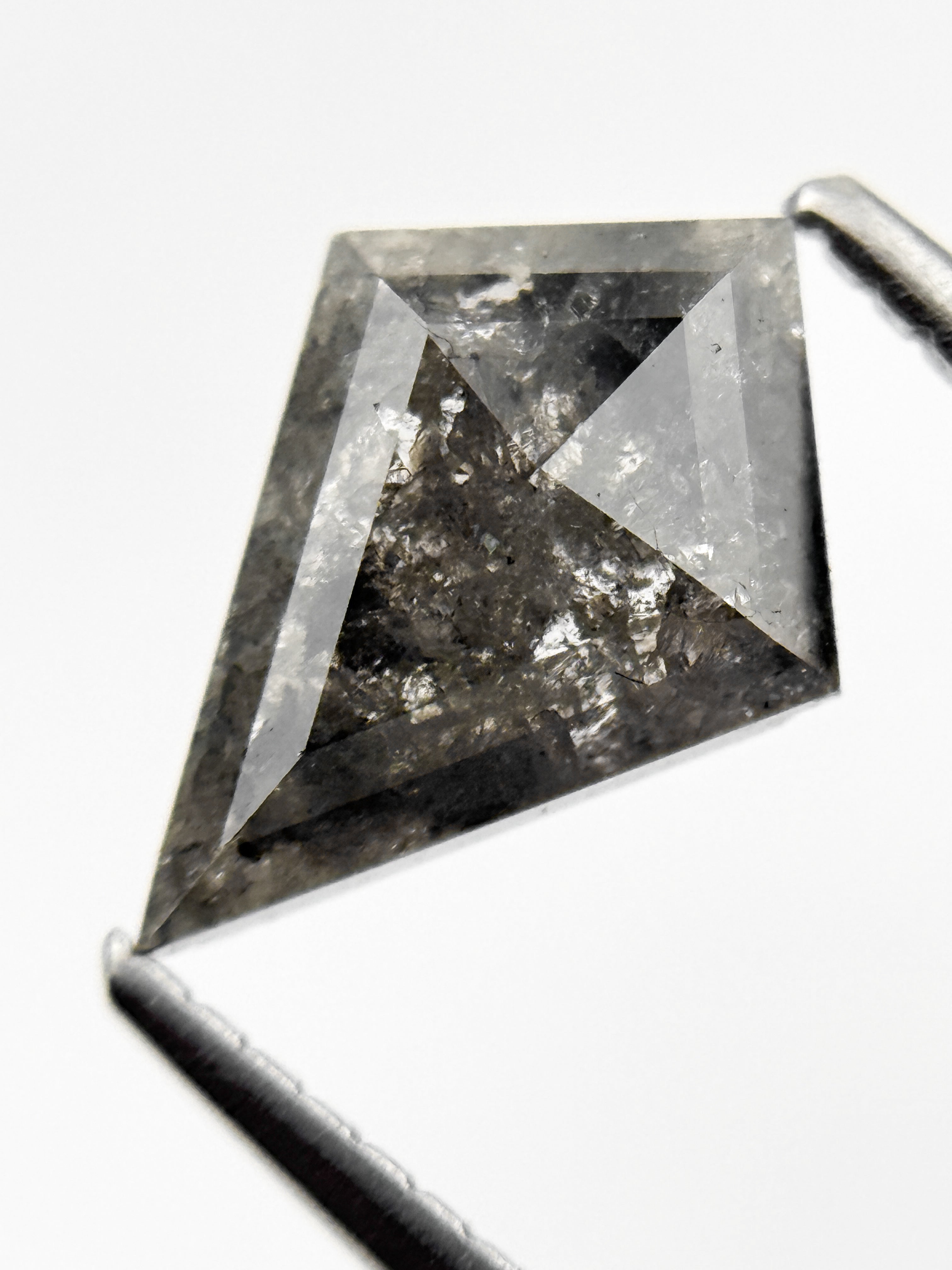 1.31 Ct Kite Rose Cut Grey Natural Salt and Pepper Diamond