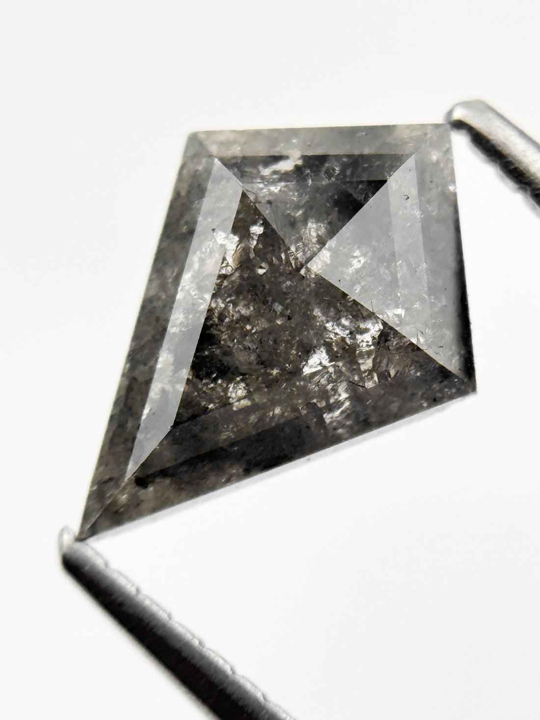 1.31 Ct Kite Rose Cut Grey Natural Salt and Pepper Diamond