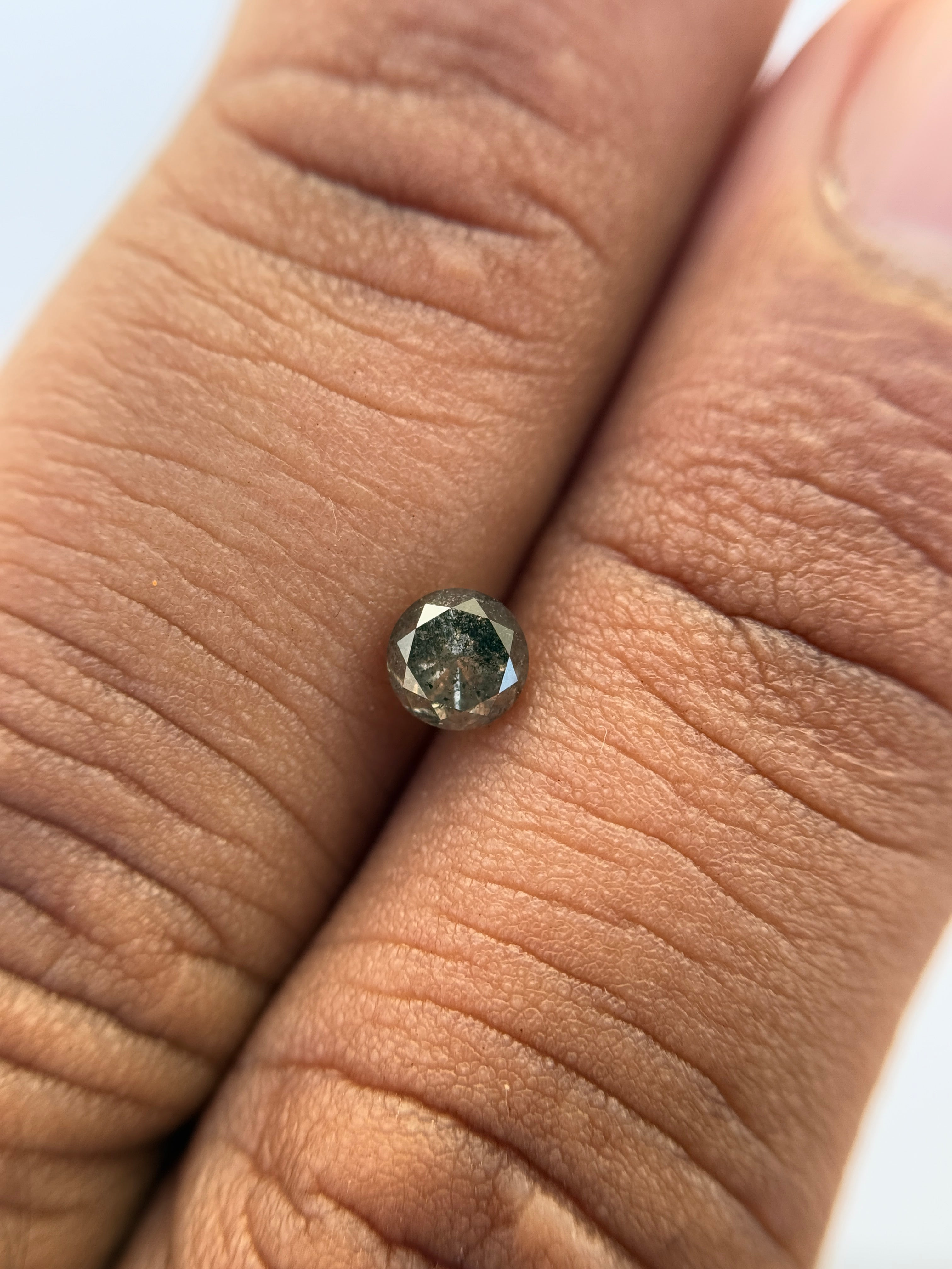 0.52 Ct Round Brilliant Cut Grey Natural Salt and Pepper Diamond