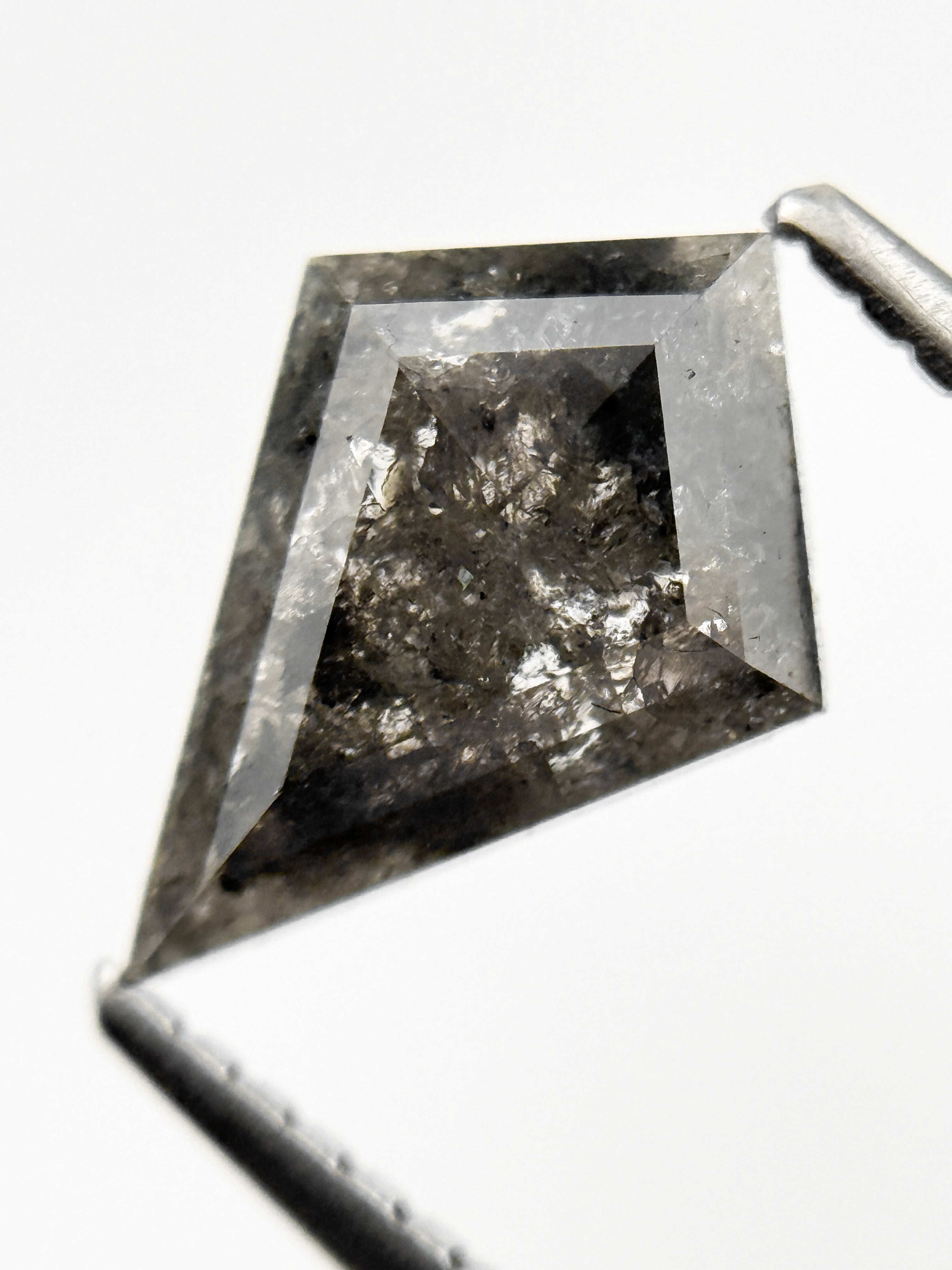 1.31 Ct Kite Rose Cut Grey Natural Salt and Pepper Diamond