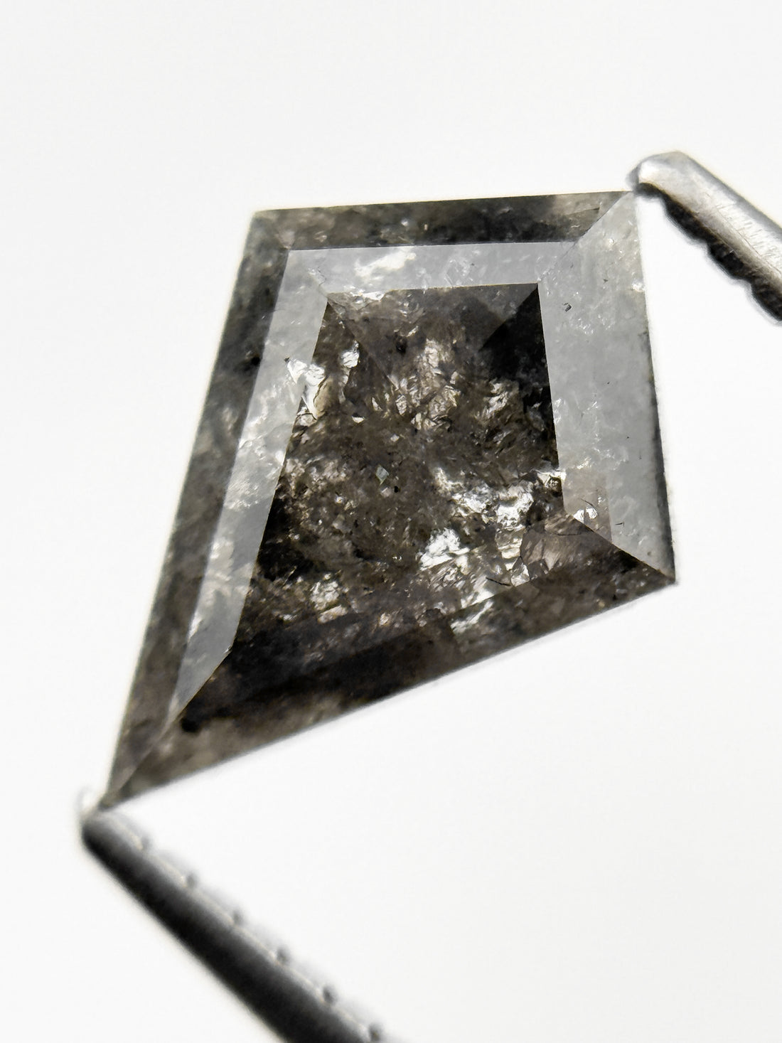 1.31 Ct Kite Rose Cut Grey Natural Salt and Pepper Diamond