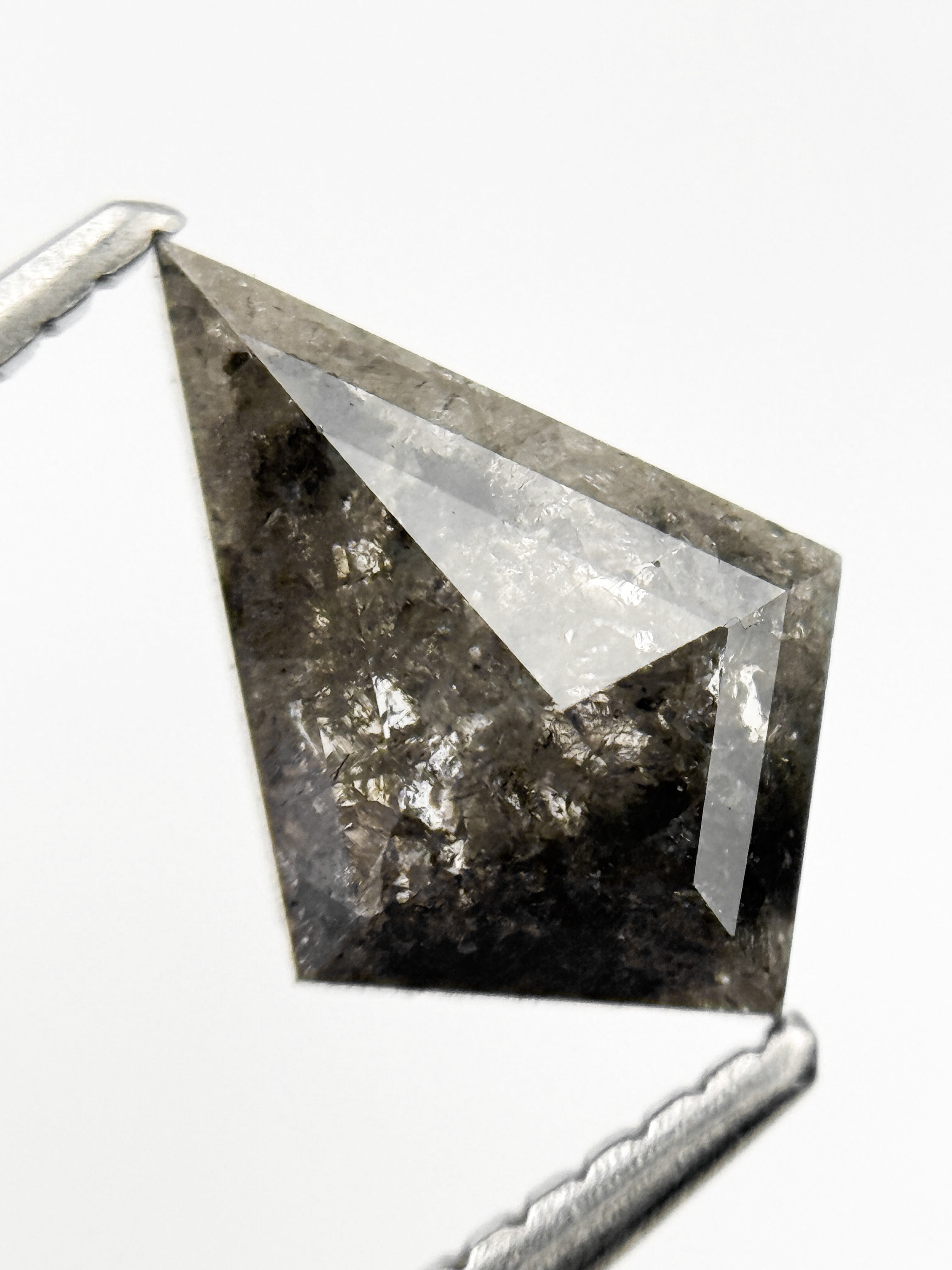 1.31 Ct Kite Rose Cut Grey Natural Salt and Pepper Diamond